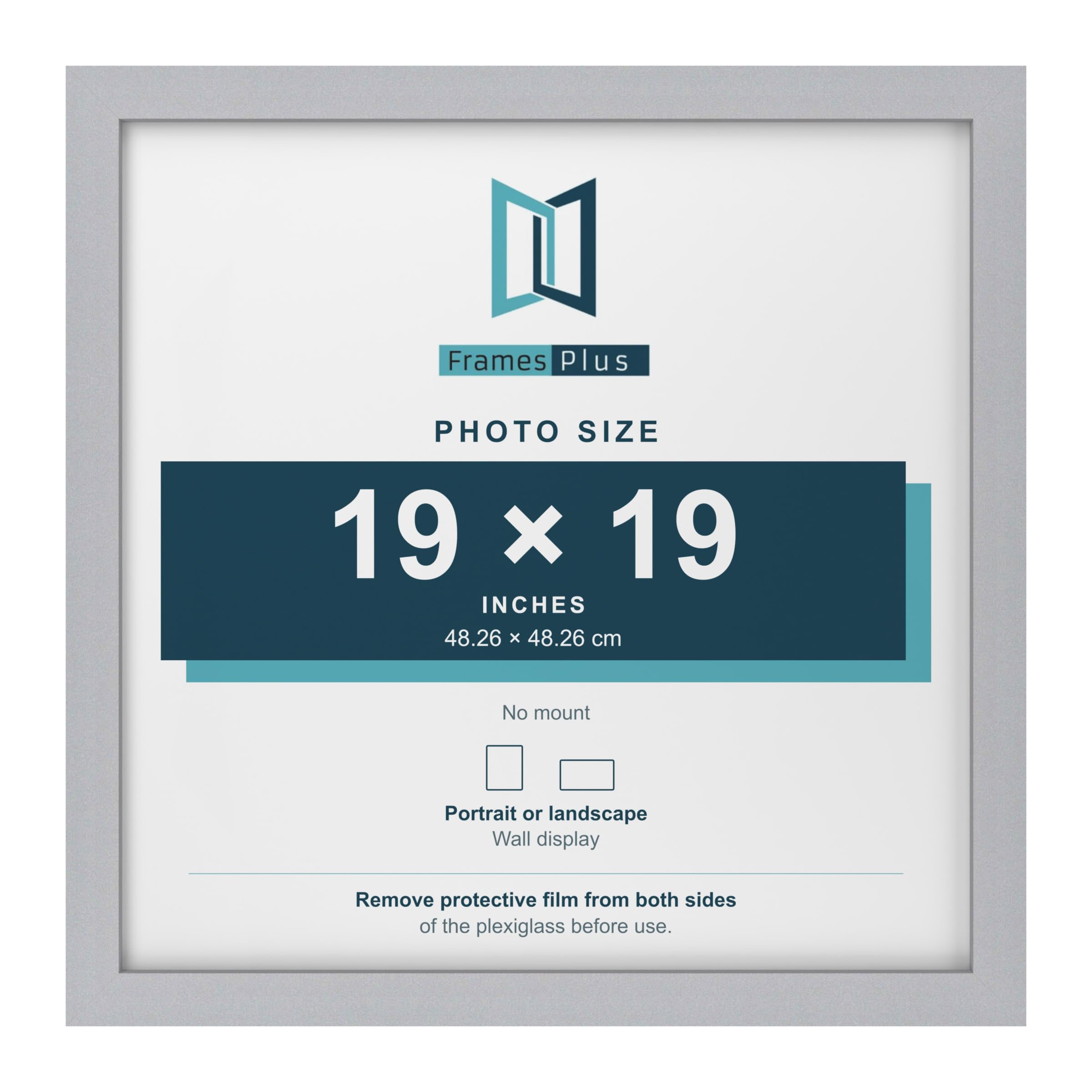 FramesPlus 19x19 Inch Square Picture Frame, Silver, Modern Photo Frame — image 1