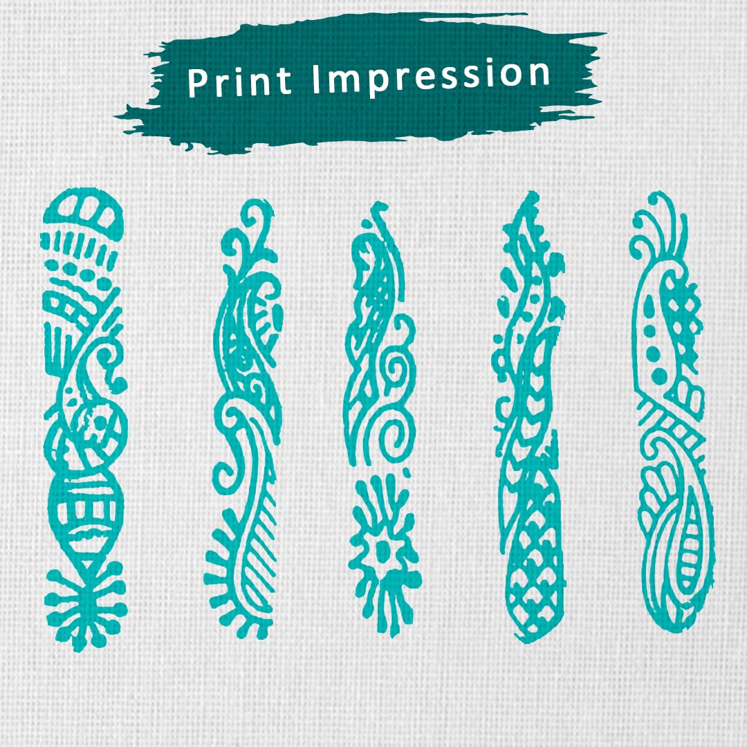 Hashcart | Set of 5 | Wooden Stamp Block, Printing Stamp Design Set | Block for Printing Saree Border | Dresses, Craft Card Making, Scrapbook, Clay Pottery 1