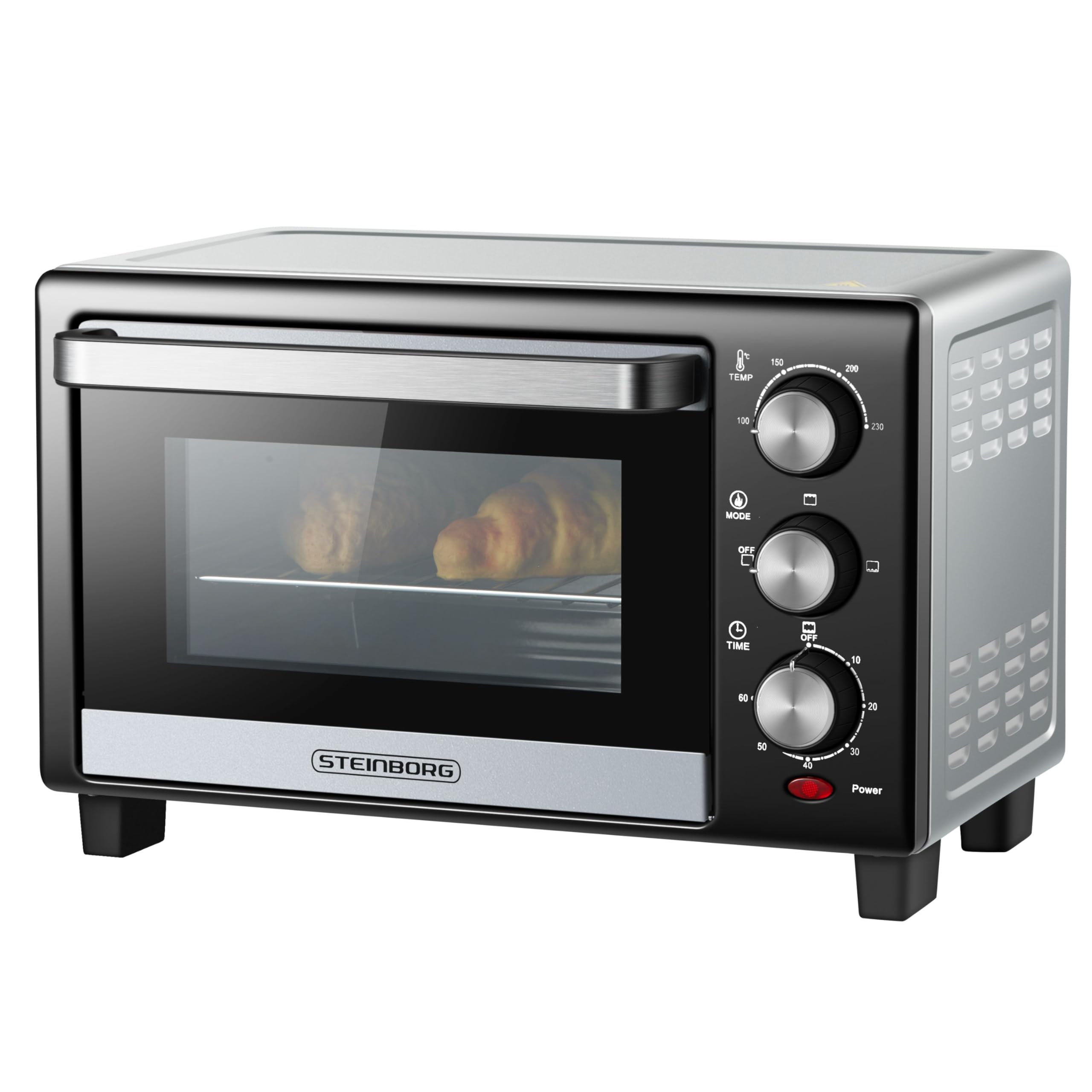 STEInBORG Mini forno 15 litri 3 in 1 forno per pizza calore superiore/inferiore 60 minuti