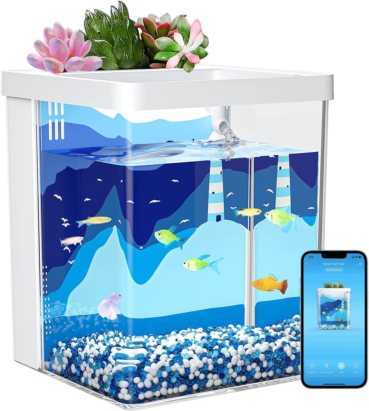 Buy Hcosmy Smart Aquarium Kit Mini Fish Tank SetDesktop Goldfish Tank