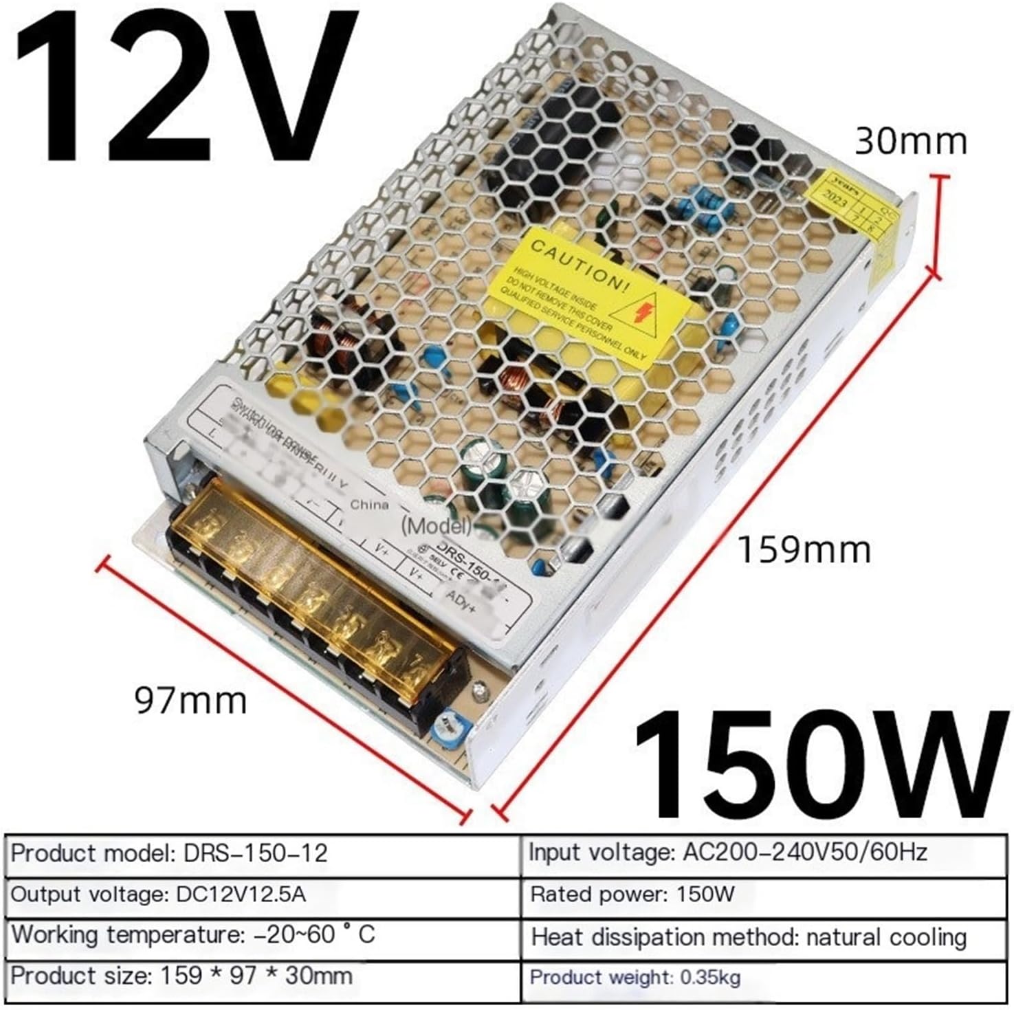 220 Volt to 12v Switching Power Supply LED Light Strip Light bar Mobile Phone Counter Shelf Display Cabinet Light Box Transformer(12V-30A-360W-Long Strip Shape)