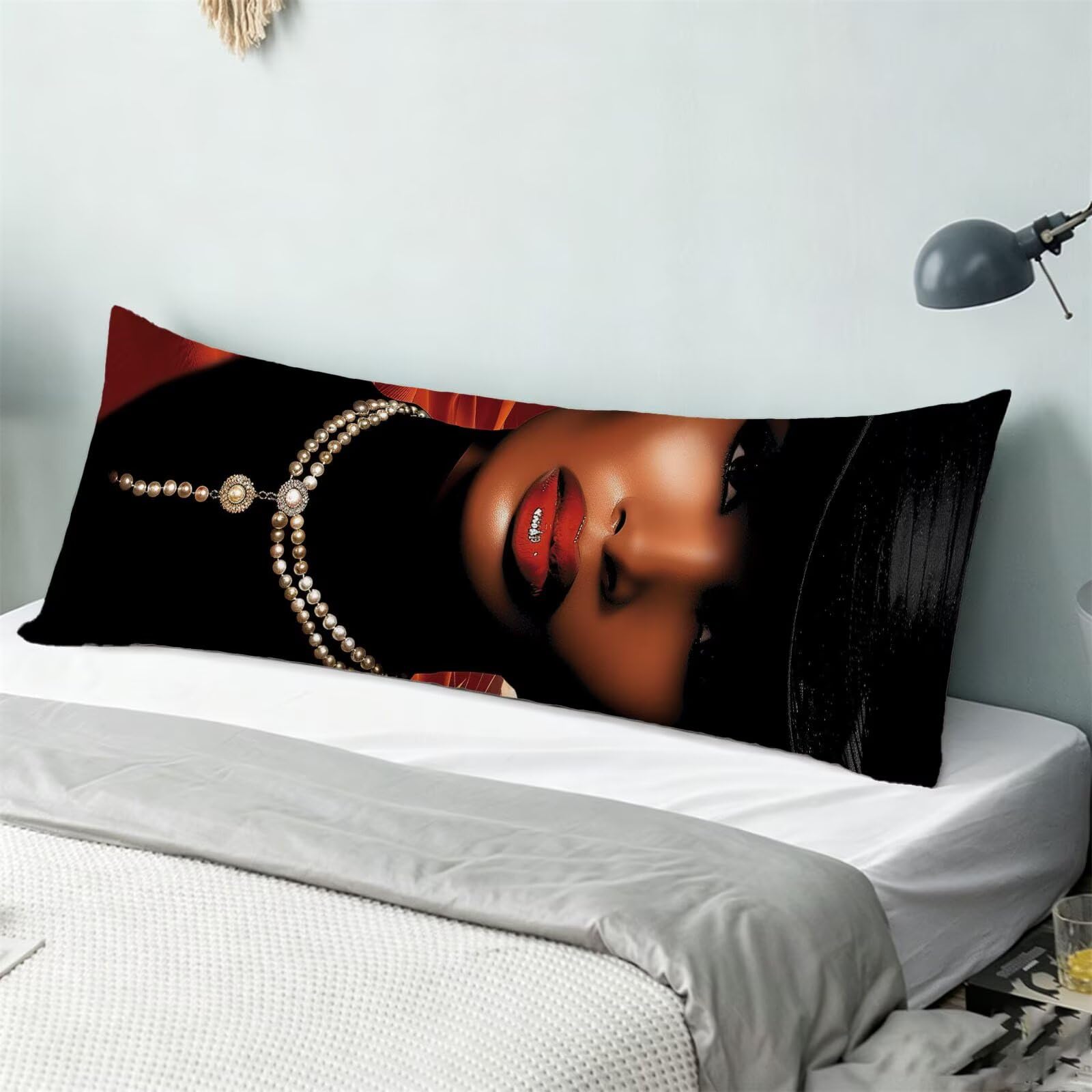 Funda de Almohada 60 x 180 cm Mujer Protector Almohada 180 cm con Cremallera Invisible, Terciopelo Suave y Transpirable Pillow Case nórdico Impresión a Doble Cara para Cama, Sofá y Dormitorio dg-566