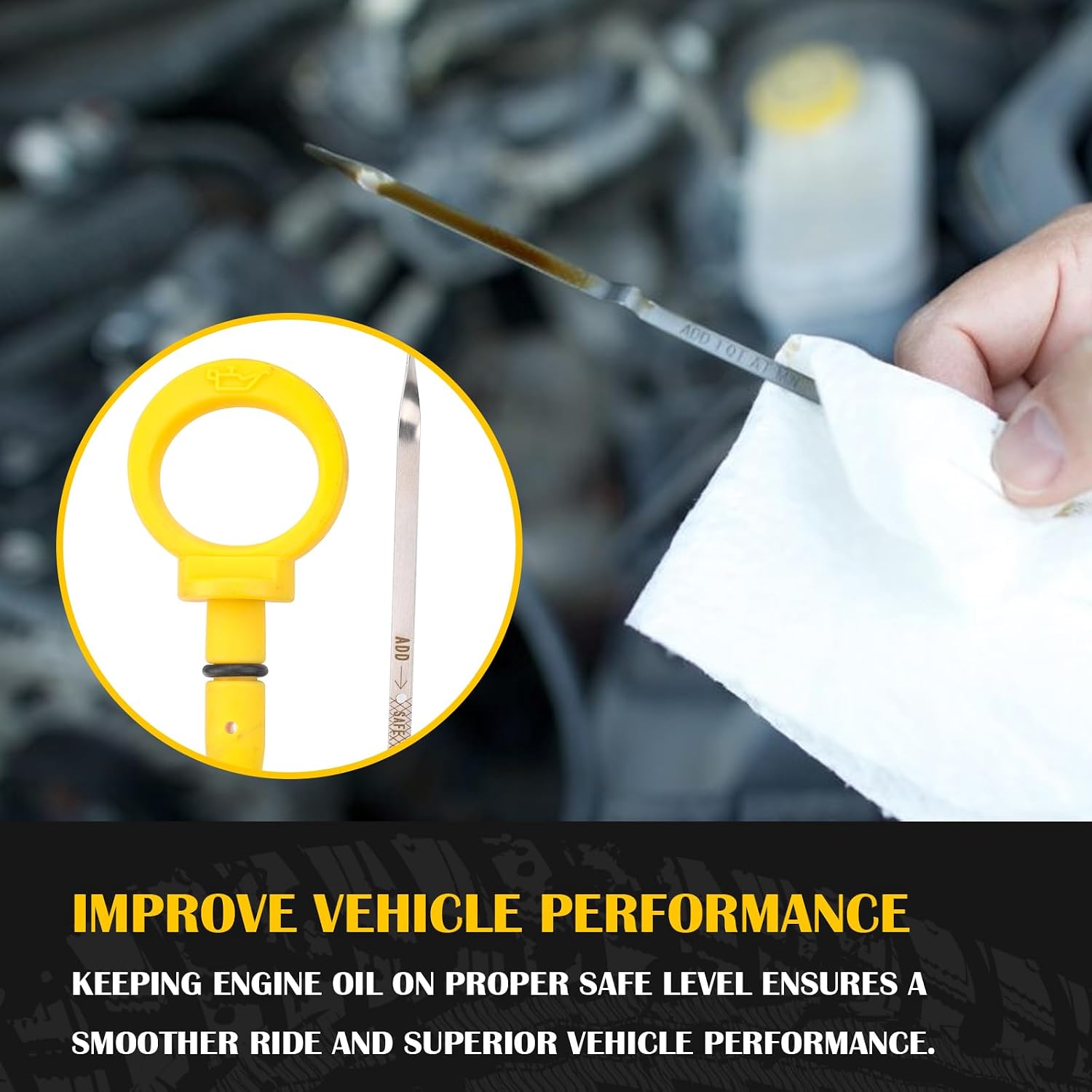 Engine Oil Dipstick Indicator Compatible with 2009-2021 Dodge Challenge Charger Chrysler 300 5.7L HEMI 04792872AE 04792872AF