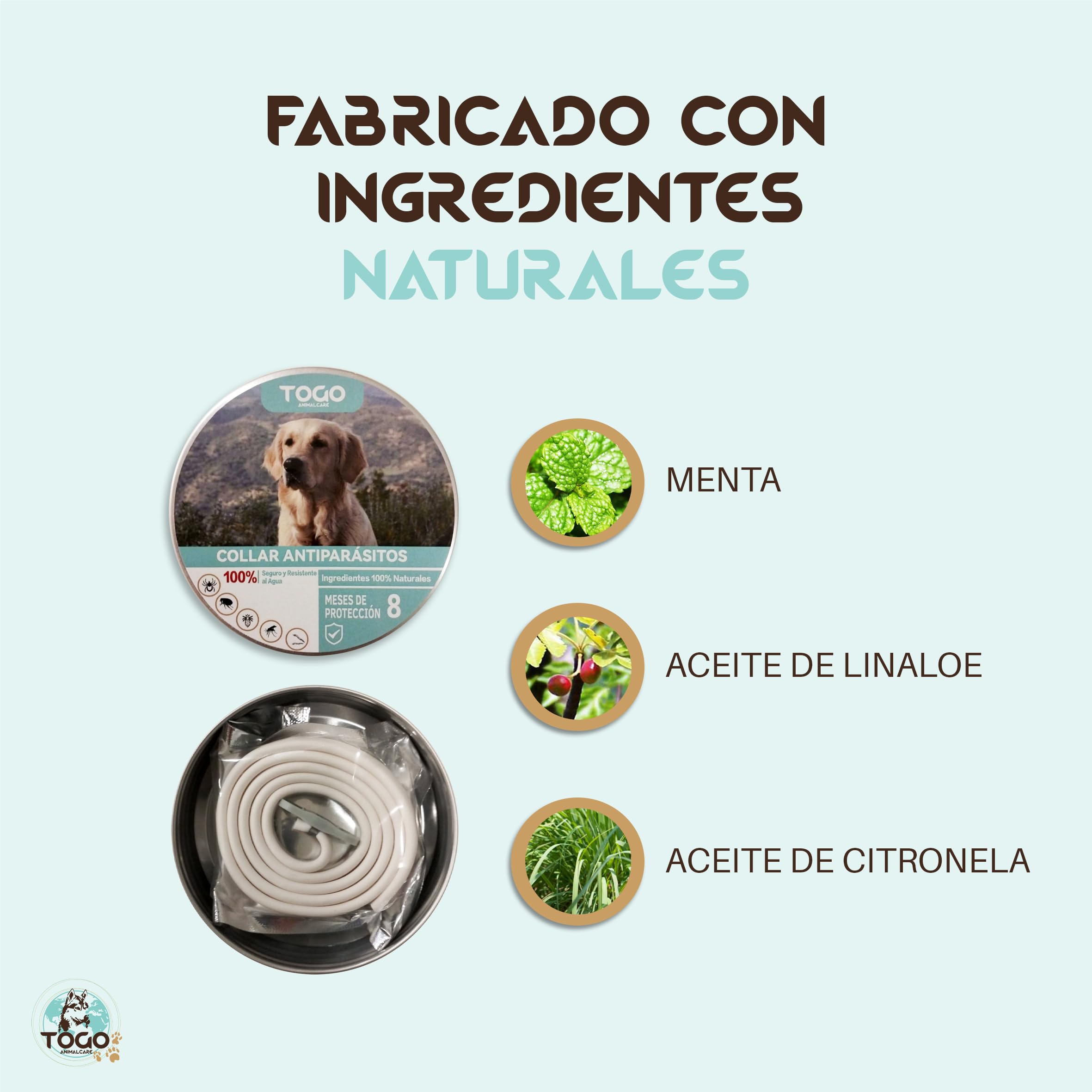 Pack de 2 Collares Togo Antiparasitario para Perros y Gatos 8 Meses de protección.