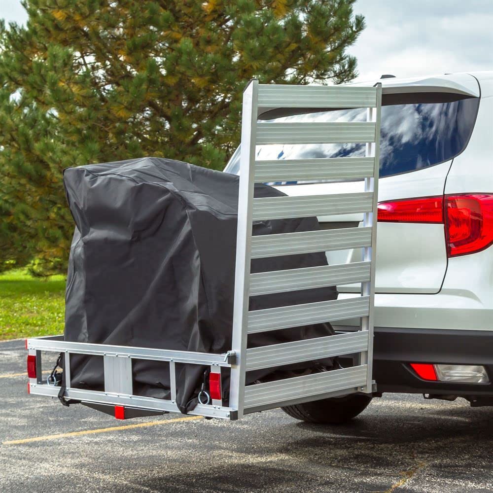 Powerchair Carrier Mat Cover 500 lb Cap Silver Spring | 500 lb Aluminum carrier 4 cam straps mat power chair cover loading ramp Class IIIIV 2 Hitch product thumbnail 4