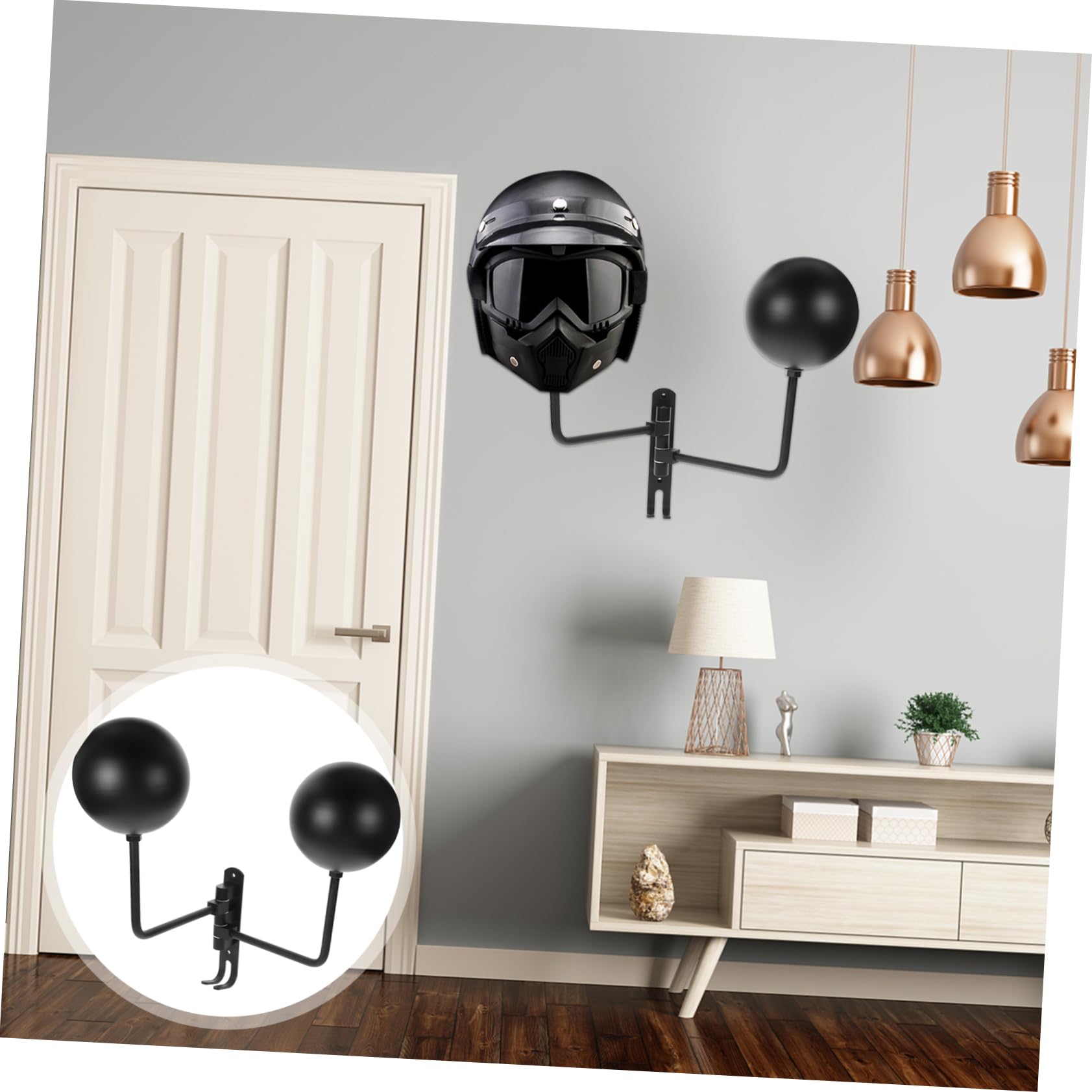 MAGICLULU Soporte de Pared para Colgar Cascos de Acero Inoxidable Negro | 1 Juego, Montaje en Pared, para Garaje de Bici y Espacios de Almacenamiento, Incluye Soporte Doble