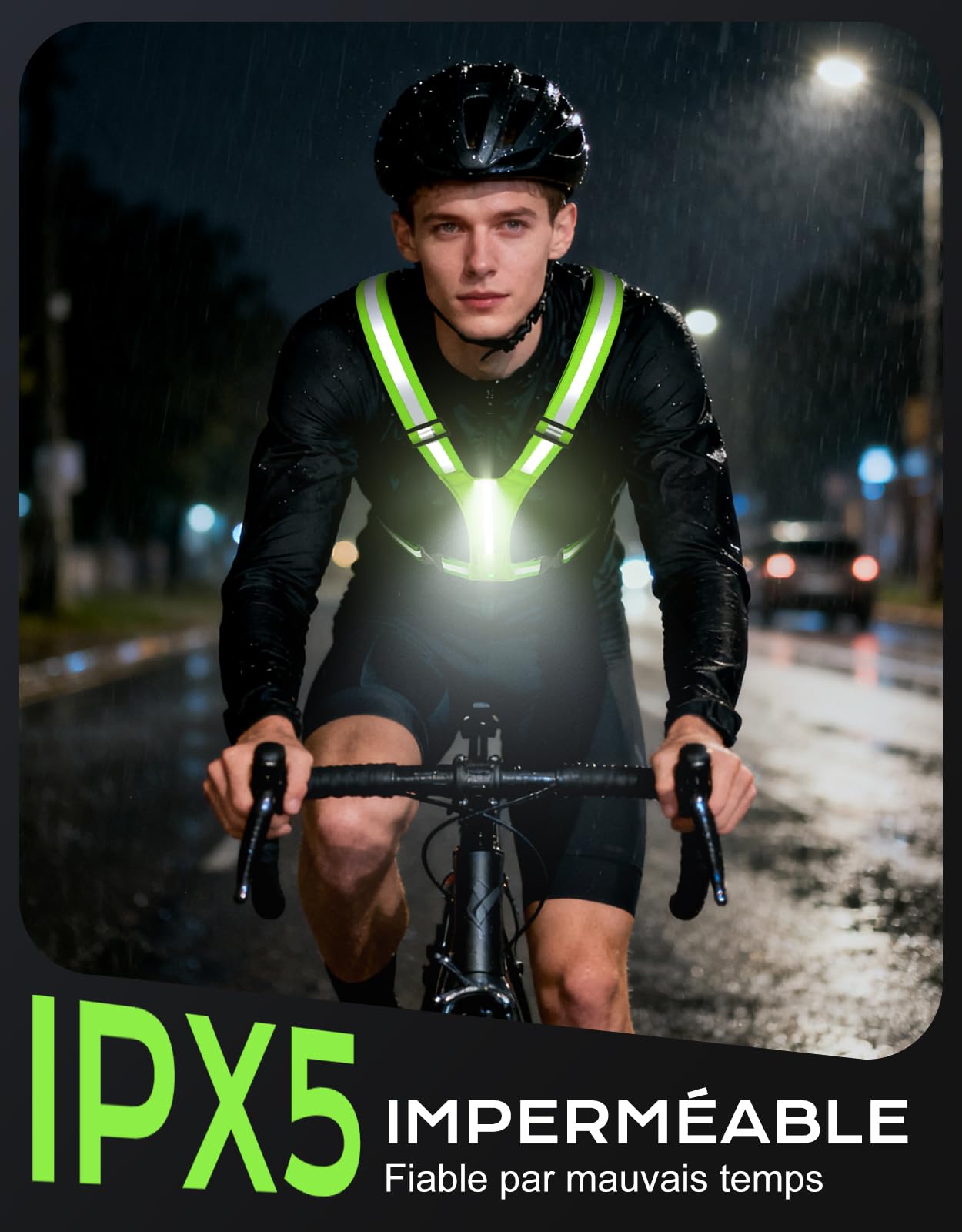 Glangeh Gilet Reflechissant Running Super Lumineux, Lampe Running Pectorale 360°Visible, Alternative au Lampe Frontale, Ajustable Gilet de Sécurité pour Adulte, Course/Cyclisme/Jogging Nocturne