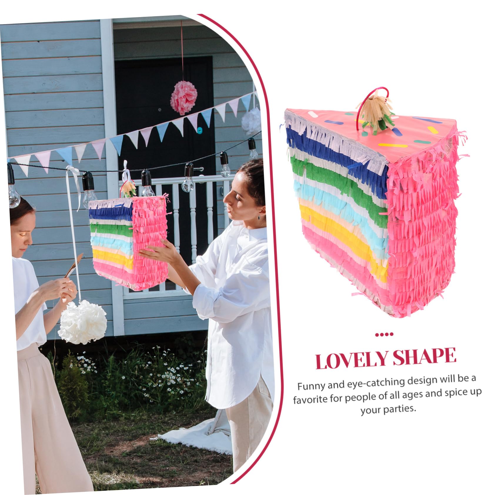 Cabilock Piñata De Fiesta Pastel 3d Colgante Papel Práctico Para Niños Cumpleaños Decoración Rellena De Dulces Accesorio Suministros Para Juegos