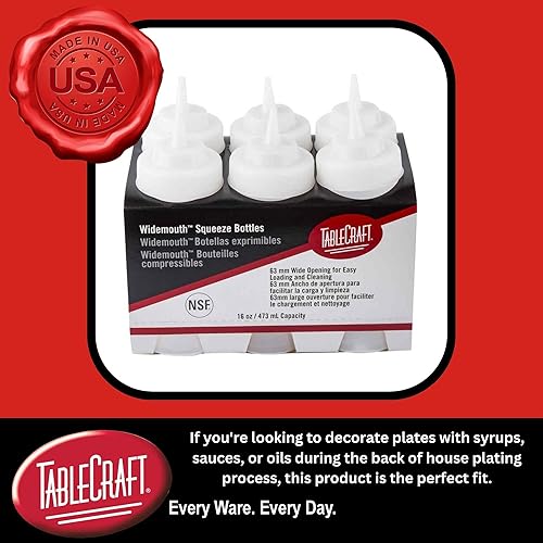 Miniatura 3 de Botellas de plástico para exprimir condimentos, restaurante de grado comercial, boca ancha de 2.087 in, dispensador de chorros vacíos para aceite de