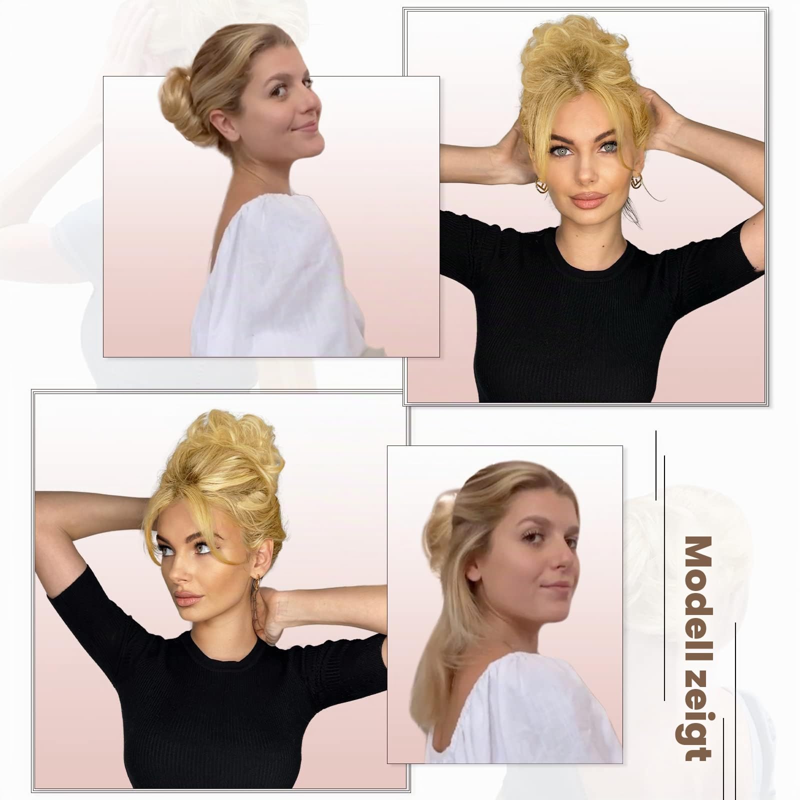 RUWISS Echthaar Dutt mit Klammer, Messy Bun Haarteil Echthaar Dutt für Dünnes Haar Locken Gewellt Haardutt Haarteil Clip für Damen (Goldblond)
