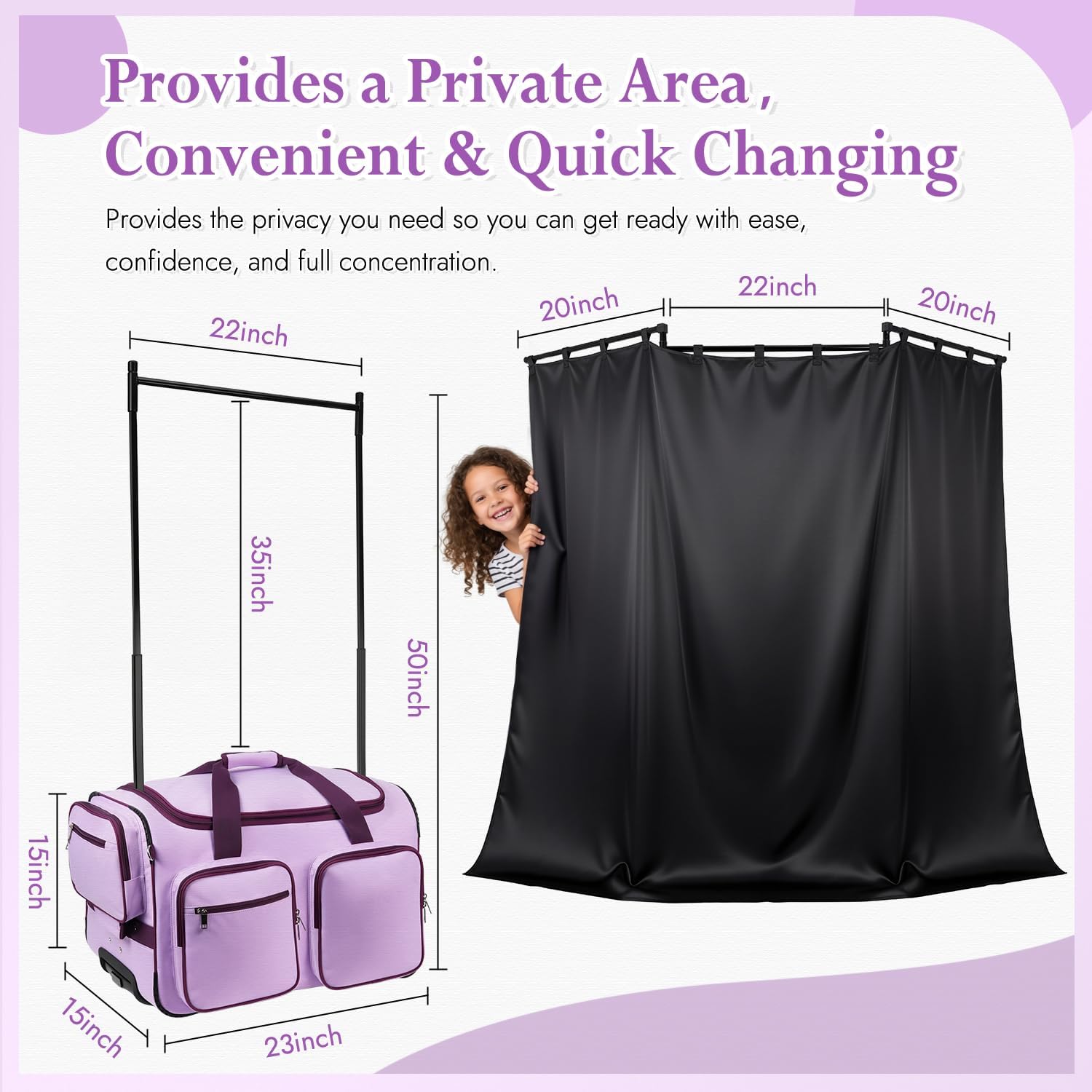 Dance Bag with Garment Rack and Curtain, 23'' Competition Bag image 2