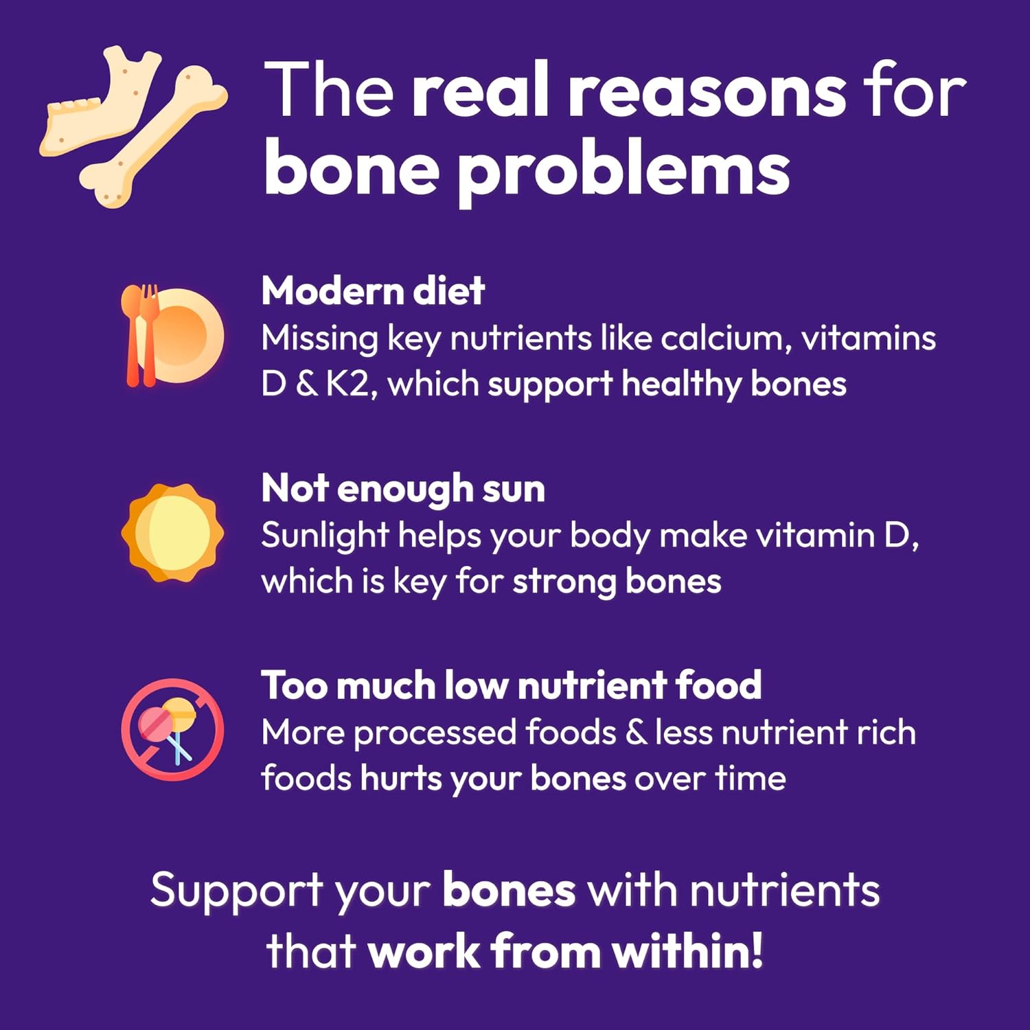 Strong Jaw - Bone & Jaw Restore – Calcium Supplements with Vitamin D3, K2 & Magnesium | Non-GMO | Bone Builder & Nutrition Support for Women & Men | Density Support Formula | 180 Capsules Bottle