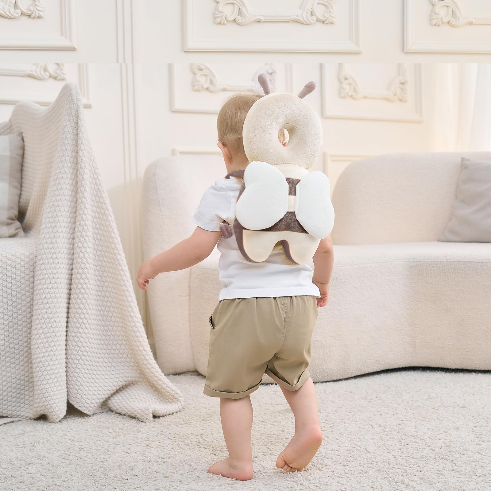 Raelitego Mochila protectora de cabeza de bebé para caer, gatear y caminar, juguetes esenciales para bebés, cascos, regalos para amantes de los bebés, para 0.5-3 años, 6-12 meses