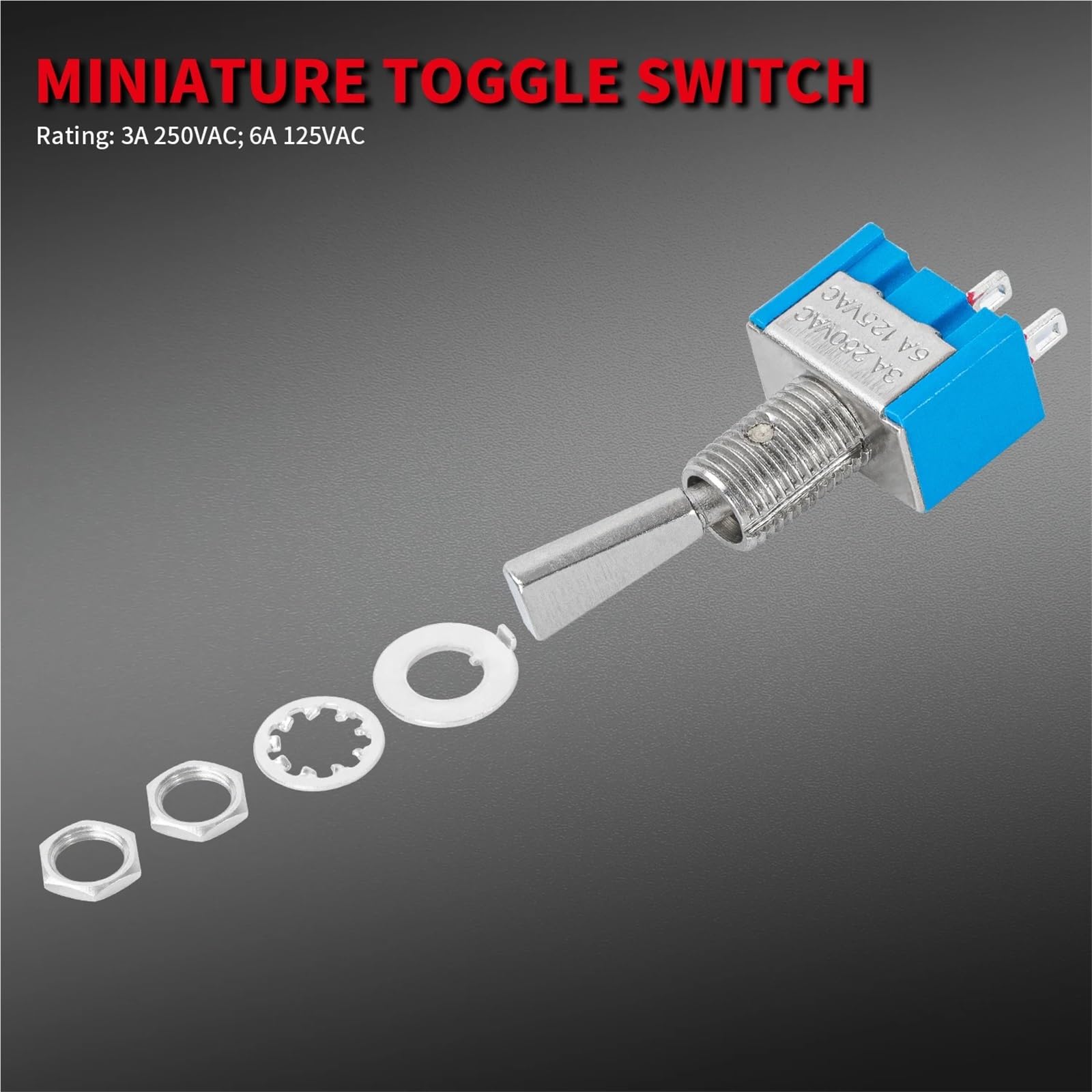 10 pezzi Mini interruttore a levetta 3 posizioni 2 ON OFF ON DPDT SPST DPST 6A 125VAC 3A 250VAC maniglia piatta a scatto for auto camion Auto Barca Camper(ON OFF ON 3Pin)