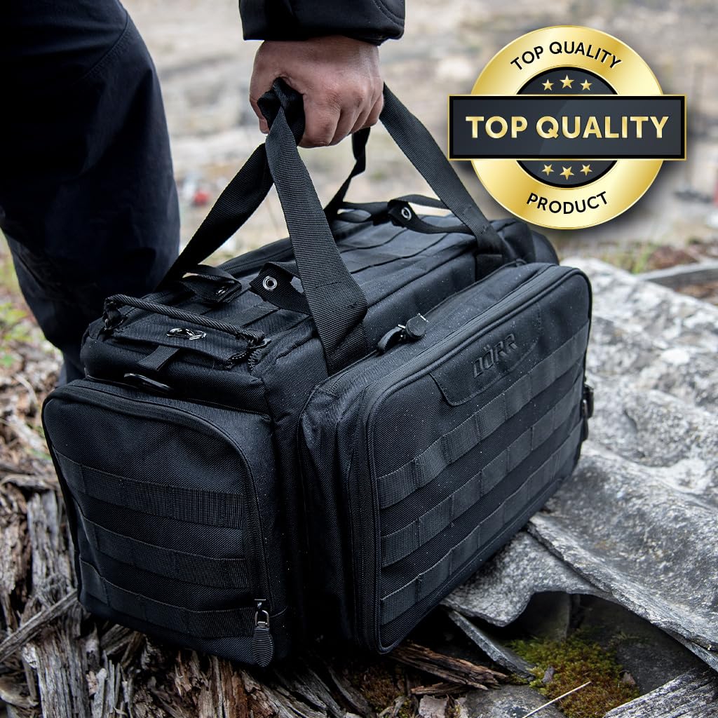 DÖRR Waffentasche ProTac, Taktische Einsatztasche für Schießsport, Airsoft, Jagd & Outdoor, Angeln, Kurzwaffentasche für Munition, Magazine & Zubehör, abschließbare Pistolentasche, Robustes Polyester