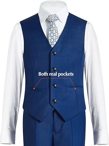 Miniatura 4 de Traje de chaleco para niño de 4 piezas, ajustado, chaleco y pantalones, conjunto de ropa de vestir con anillo