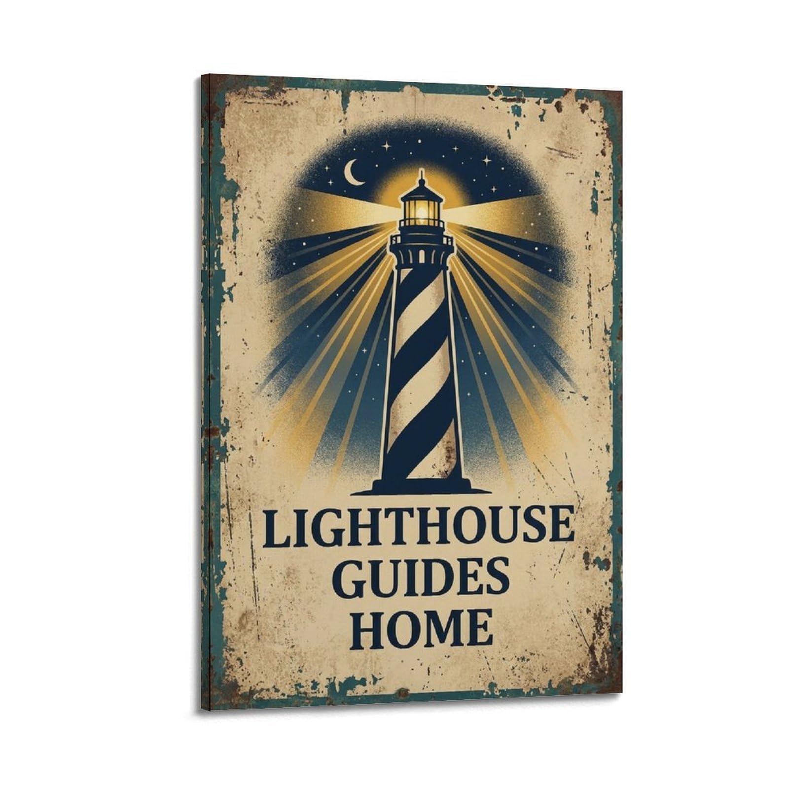 OKAHYS Lighthouse Ocean Travel Poster Country Nautical Guides Modern Decorative Canvas Prints - Ideal Wall Art for Family, Man Cave, Game Room, Boys & Girls Bedroom 20x30inch