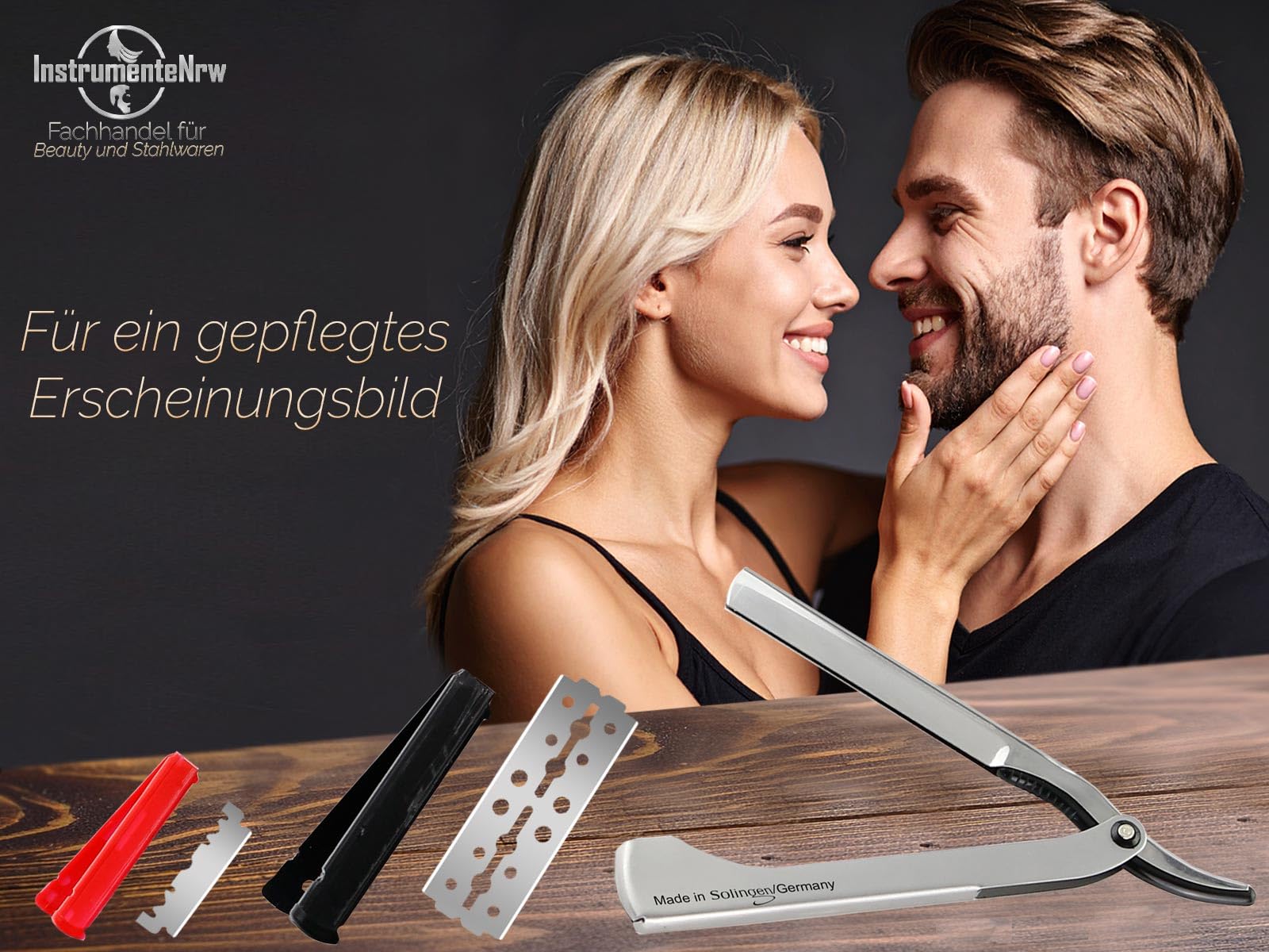 Solinger Rasiermesser Rasier-Set für Männer mit Wechselklingen Made in Germany Bartpflege Messer mit Kleiner/Großer Rasierklinge Bartmesser Barbier Nassrasierer für die perfekte Nassrasur (Silber)