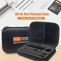 Vista 5 de Inyector de carne, kit de jeringa de sabor de adobo de acero inoxidable con ventana de medición de 2 onzas para ahumadores, parrilla, barbacoa