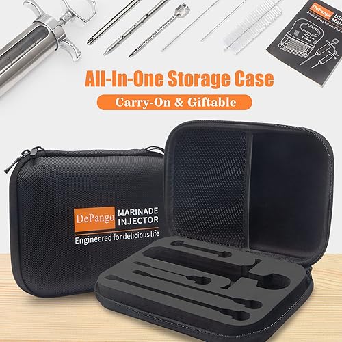 Miniatura 5 de Inyector de carne, kit de jeringa de sabor de adobo de acero inoxidable con ventana de medición de 2 onzas para ahumadores, parrilla, barbacoa,