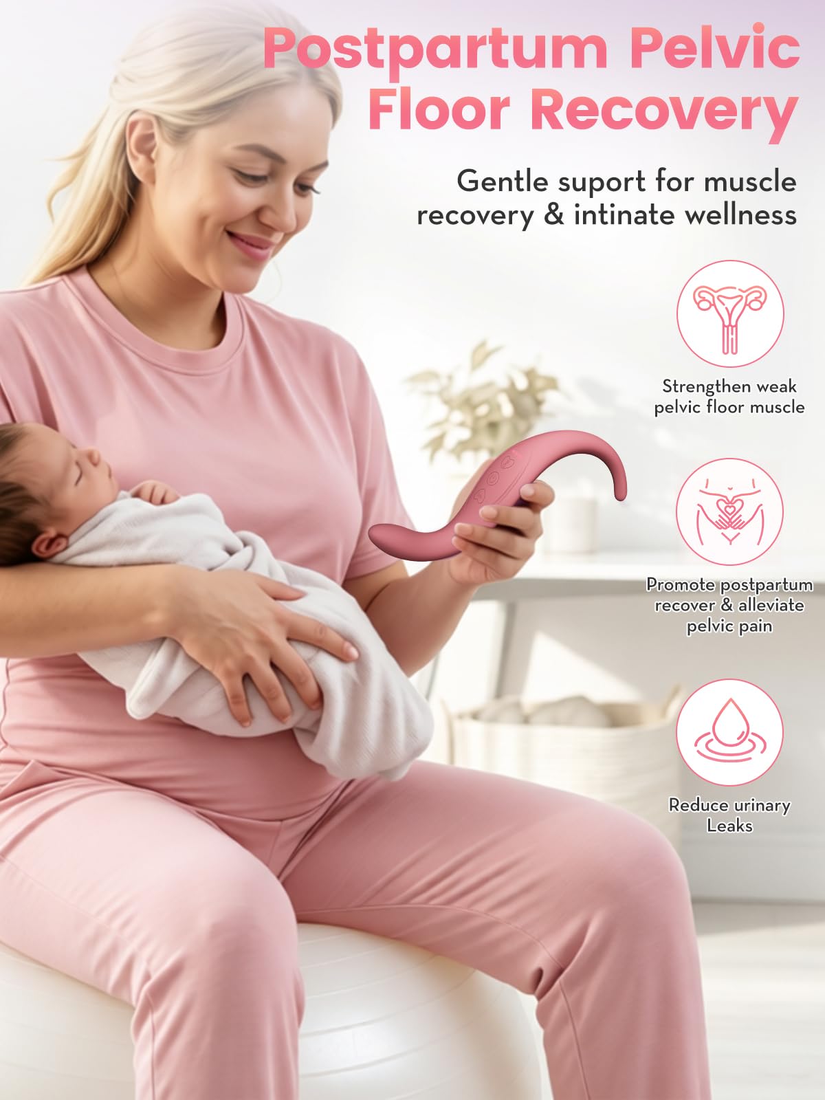 Massaggiatore personale da donna, strumento di cura privata per le donne con 10 vibrazioni e 3 riscaldamento, rosa vibrante può rilassare i muscoli del pavimento pelvico e risvegliare la vitalità del