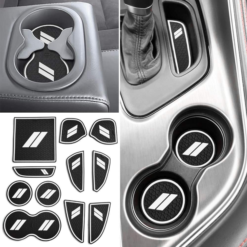 Auovo11pcs Anti-dust Mats for Dodge Challenger Accessories 2015-2021 Custom Interior Cup Holder Inserts Door Pocket Center Console Liners for Challenger 2021 (White)