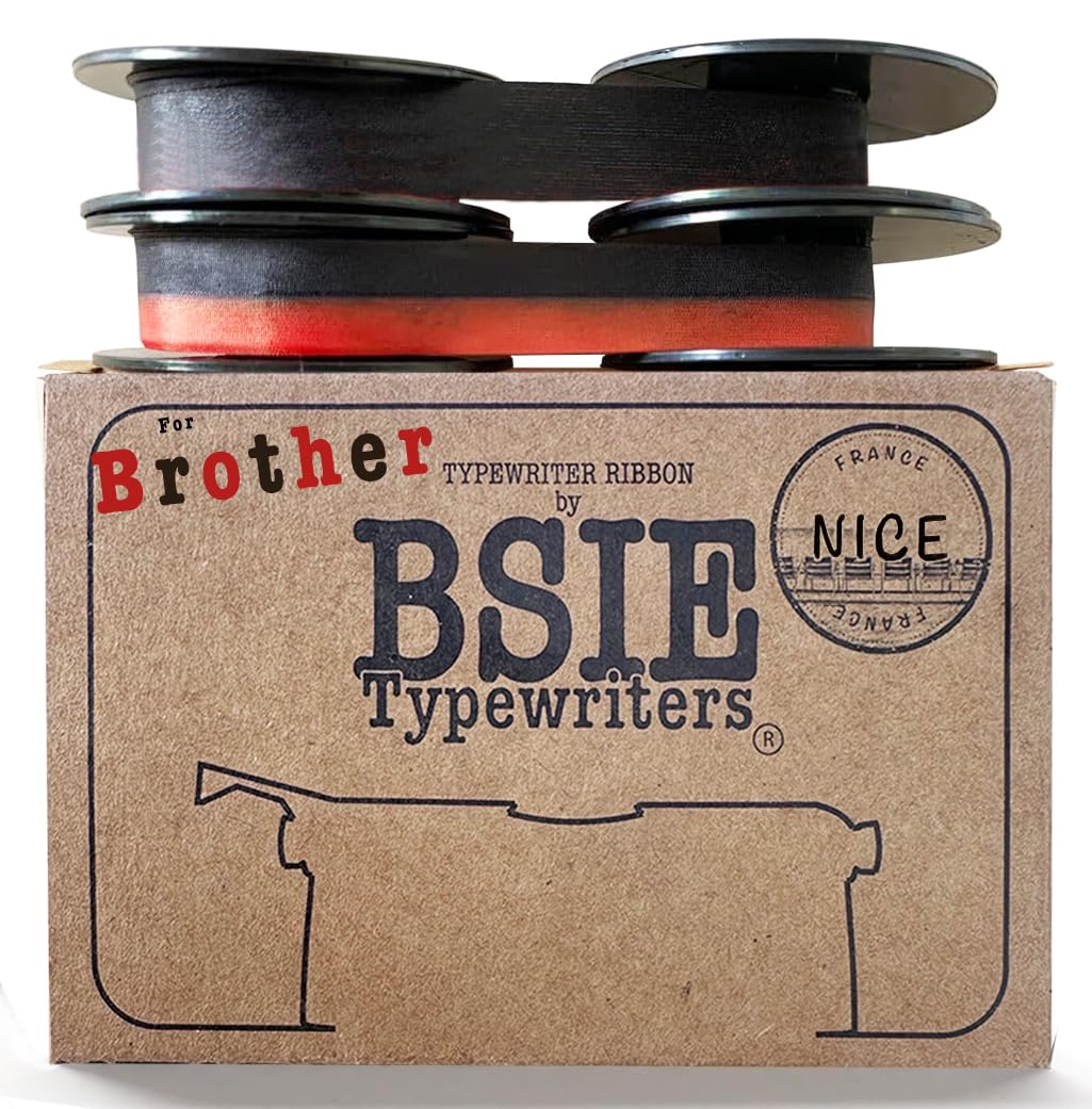 BSIE Typewriters – Brother Typewriter Ribbon – Twin Pack – 1× Black + 1× Black and Red – Fits Deluxe 750, Deluxe 1350, Charger 11, Activator 845, Echelon – GR9 – Tested in Nice, France — image 1