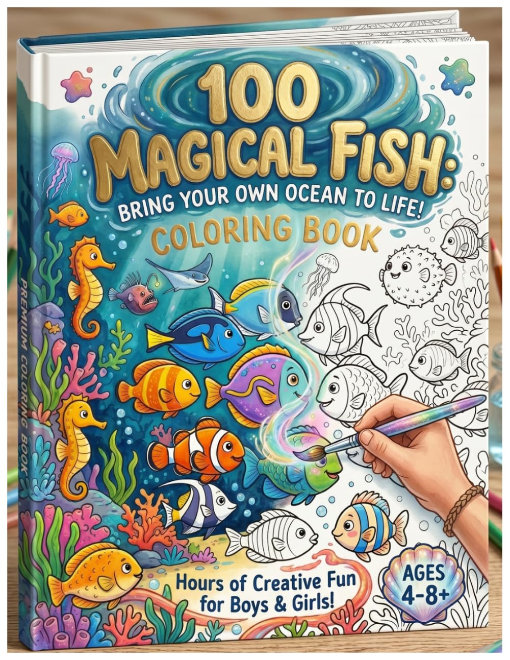 100 Magical Fish Coloring Book: Bring Your Own Ocean To Life!