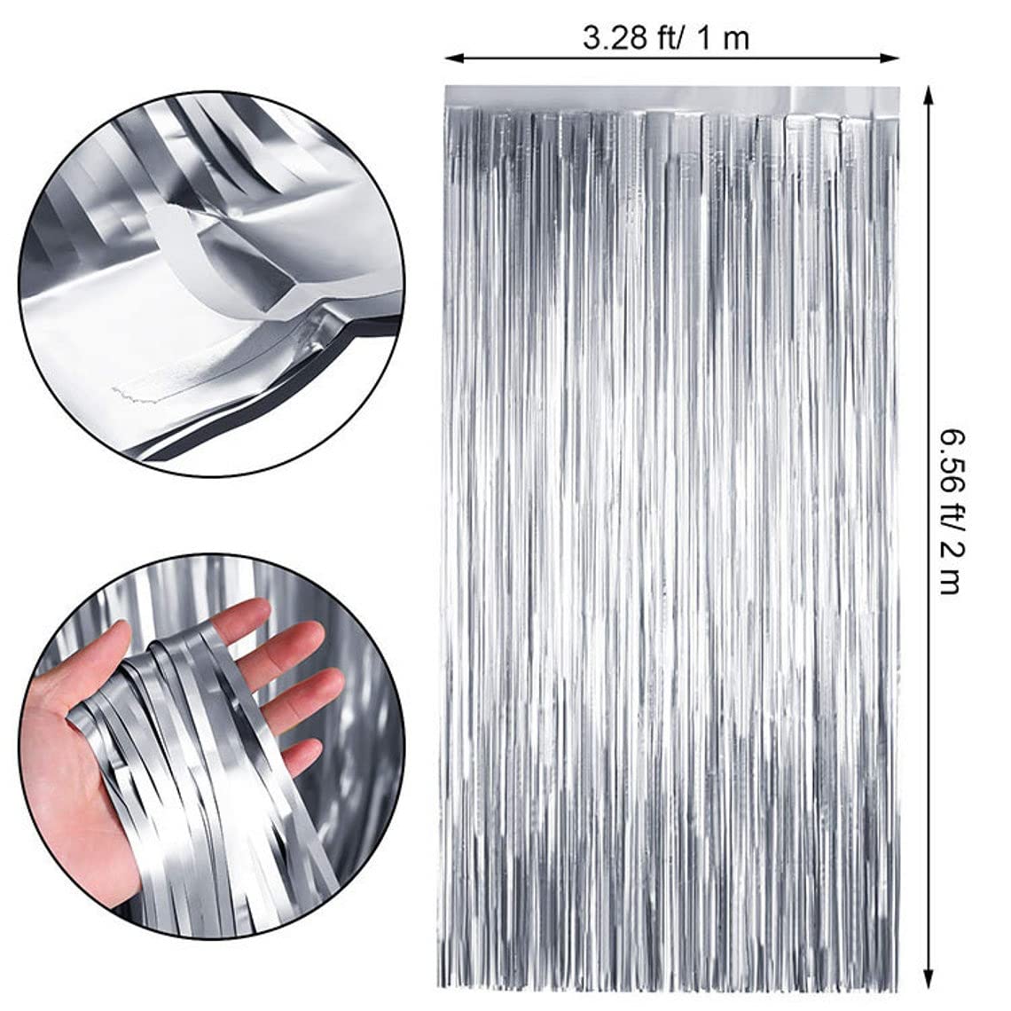Specialyou Foil Backdrop, Silver Metallic Tinsel Fringe foil Curtain 6ft*3ft for Birthday Decoration, Wedding, Engagement Party, Bachelorette, Christmas Party Decoration- Pack of 3 Item 4