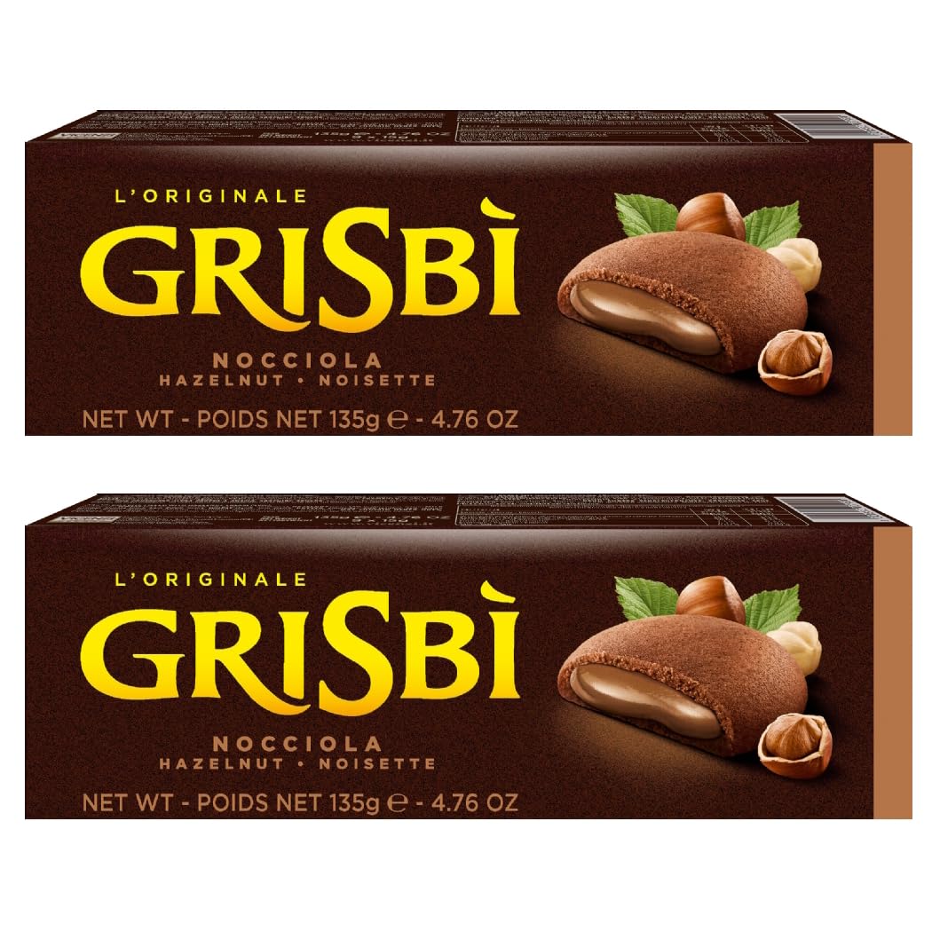 Matilde Vicenzi Grisbi Cream Italian Biscuits Cookies | 2 x 135g Packs (Hazelnut)