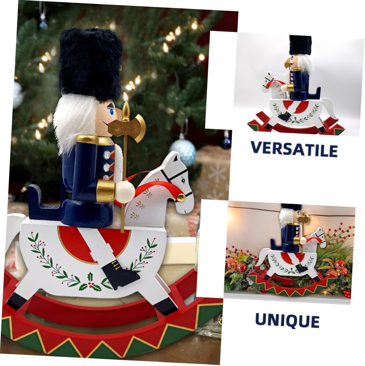 Cabilock Hand-Painted Wooden Nutcracker Figure Large Christmas Nutcracker Table Centerpiece Blue Festive Home Shelf Decoration for Holiday Season