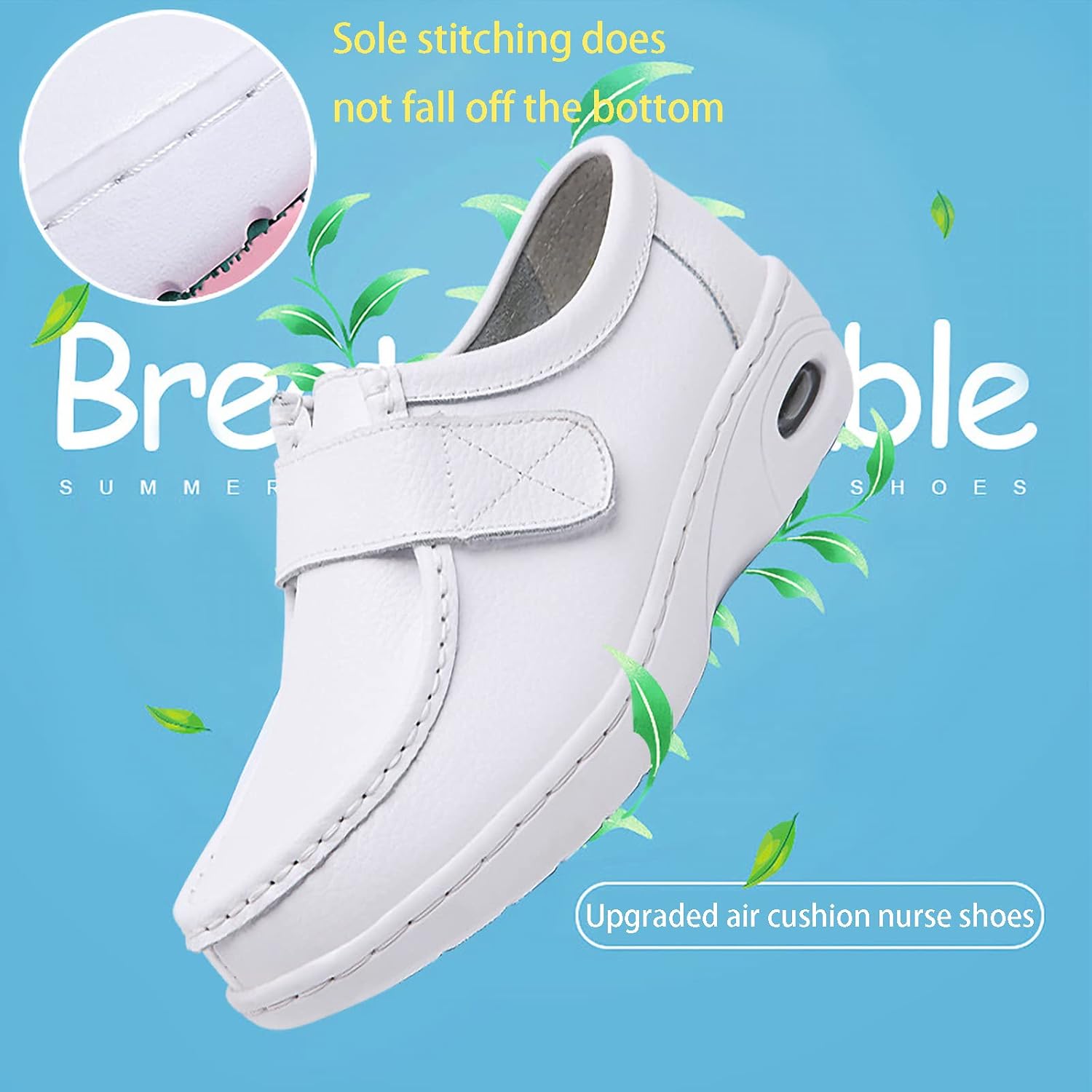 2022 New Nurse Shoes Women Nursing Work Healthcare Slip Resistant Breathable Restaurant Food Service Lightweight Leather Work Chunky Shoes Comfortable & Lightweight