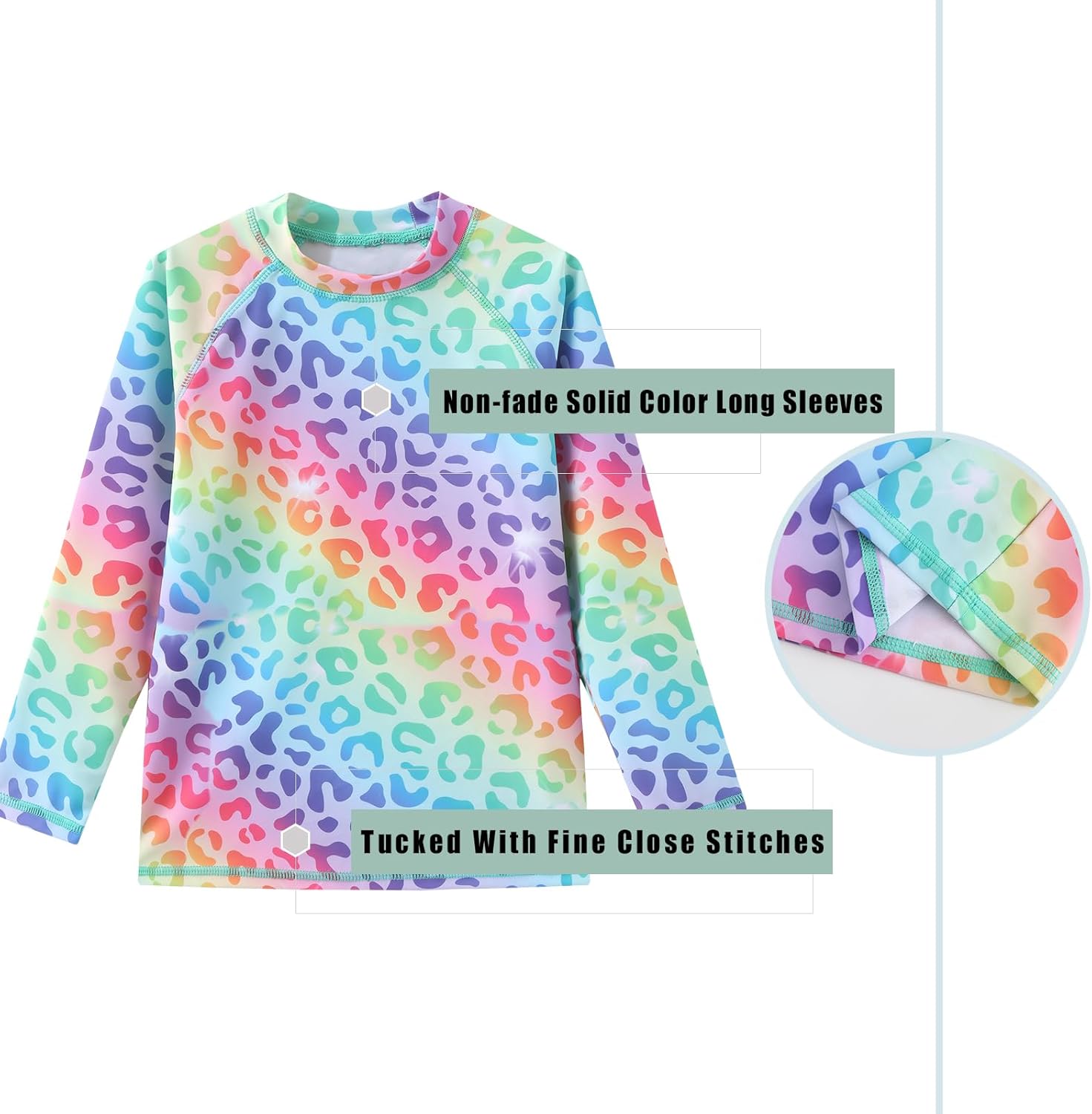 Girls Long Sleeve Swim Shirt Rash Guard for Girls One Piece Bathing Suits with UPF 50+ Sun Protection 3-16 Years - Image 3