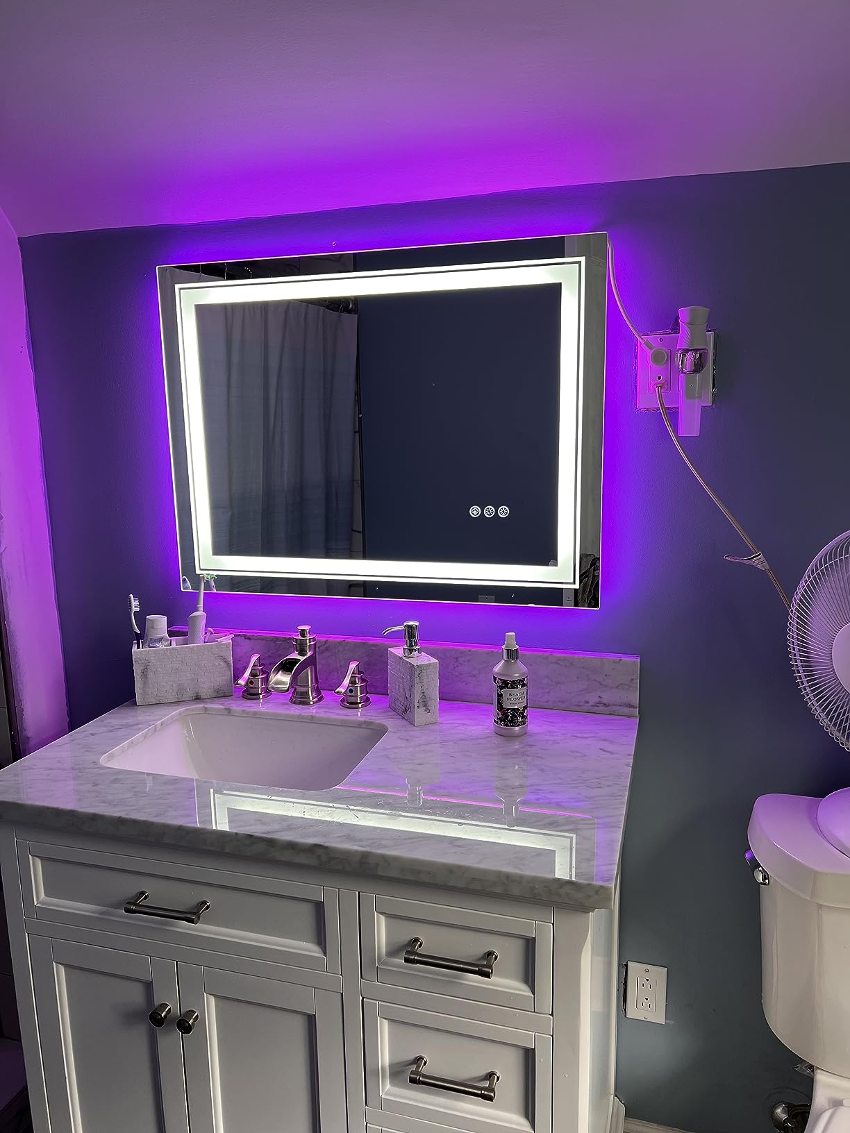 50/mo Finance Snowdool 72x36 Black Framed LED Bathroom Mirror with