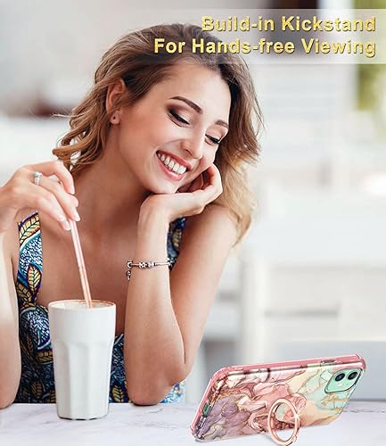 Miniatura 7 de Btscase Funda compatible con iPhone 11, protector de pantalla integrado con soporte de anillo de 360, cuerpo completo, doble capa, resistente, a