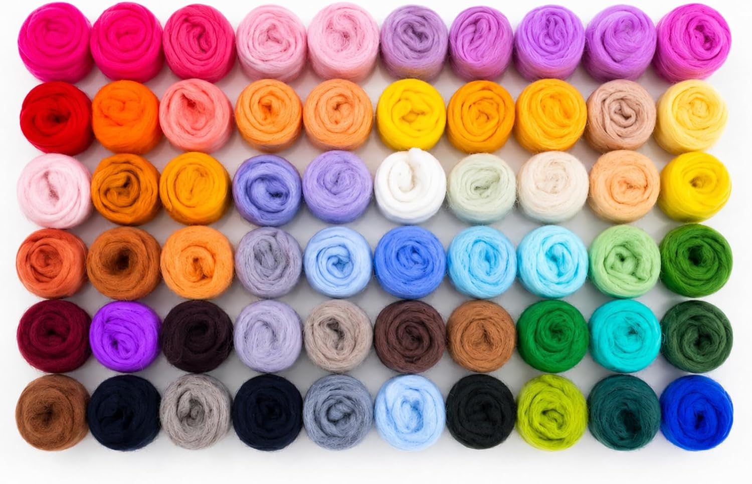 LUDOTEK 60 Colors Needle Felting Wool, Wool Roving 3g per Color, 6.35 oz Total, Premium Felting Wool for DIY Craft, Fiber Art and Hand Spinning, Needle Felting Supplies, Felting Kit