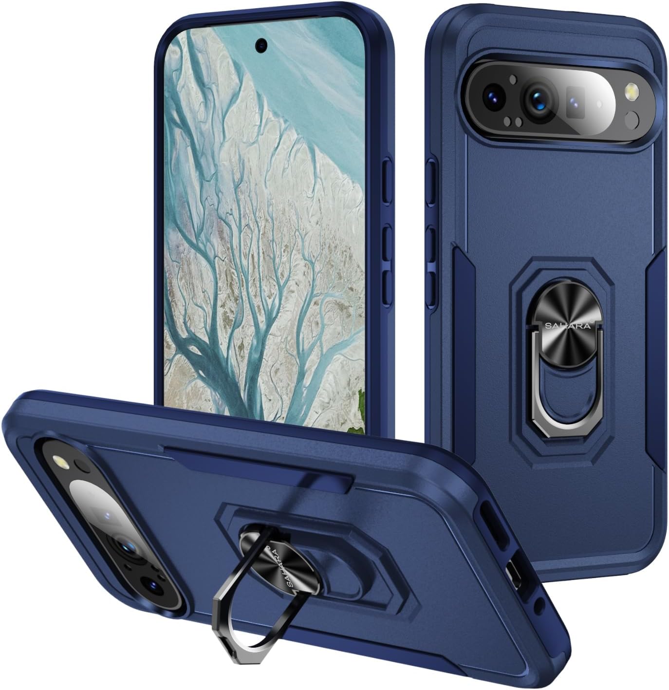 SaharaCase Raider Series Heavy-Duty Kickstand Case for Google Pixel 9 Pro XL - Triple-Hardened TPU and Rubber Materials, Heavy-Duty Design, Built-in Kickstand (Desert Blue)