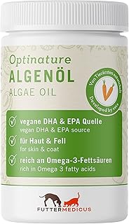 Optinature Algenölkapseln | 80 Stück | Ergänzungsfuttermittel für Hunde & Katzen | Mit Omega-3-Fettsäuren DHA & EPA