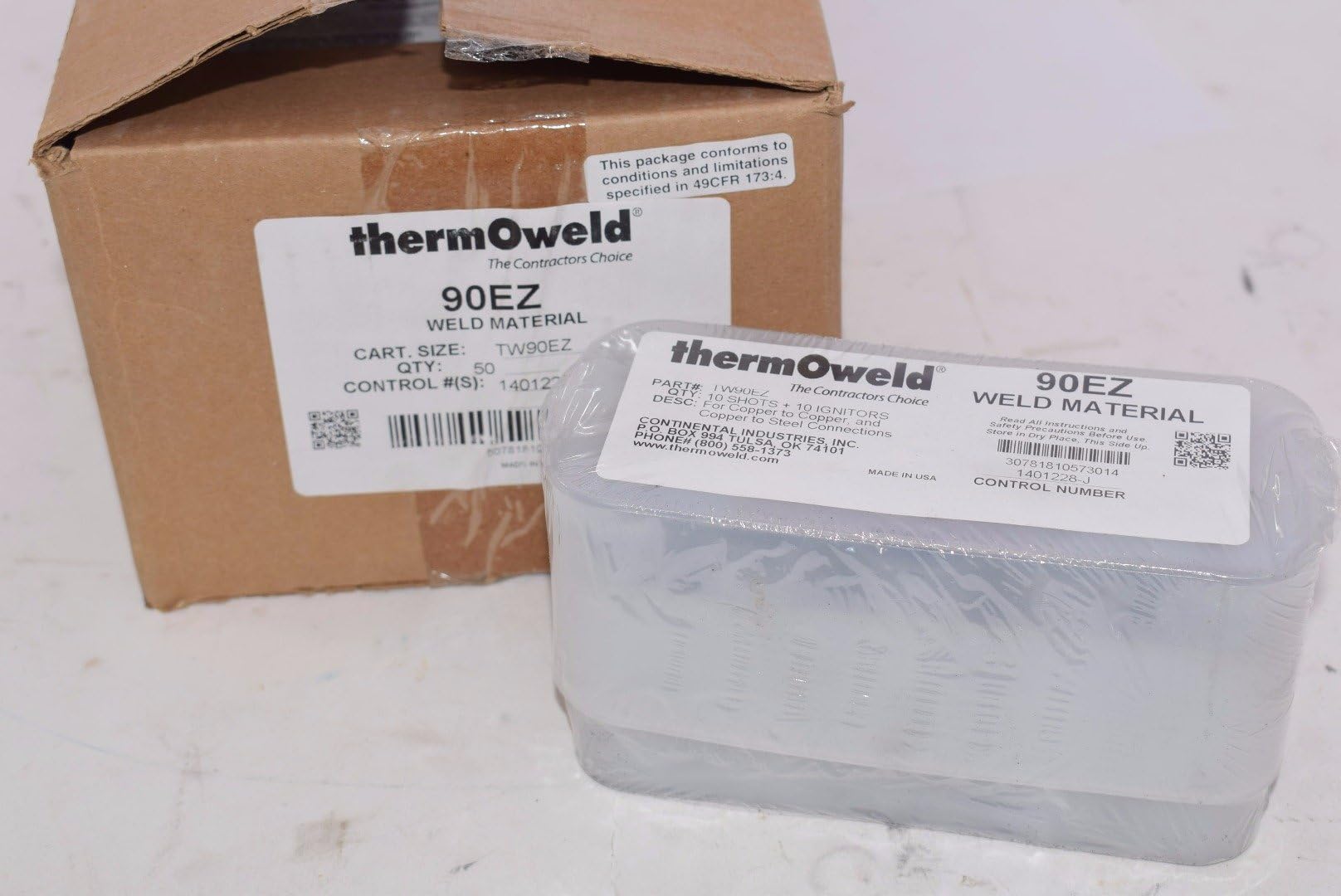 Lot of 50 THERMOWELD EZ Lite Weld Metal #90 Shots, 90EZ TW90EZ Burndy