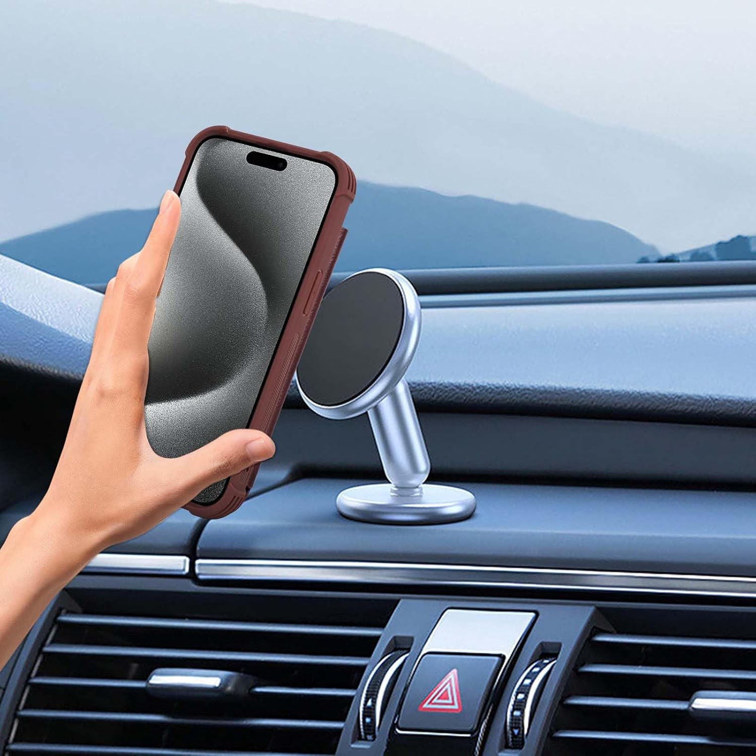 VANAVAGY Wallet Case Compatible for iPhone 15 Pro Max for Women Men with Credit Card Holder,RFID Leather Flip Folio Cover Fits Magnetic Car Mount Stand with Screen Camera Protector,Burgundy