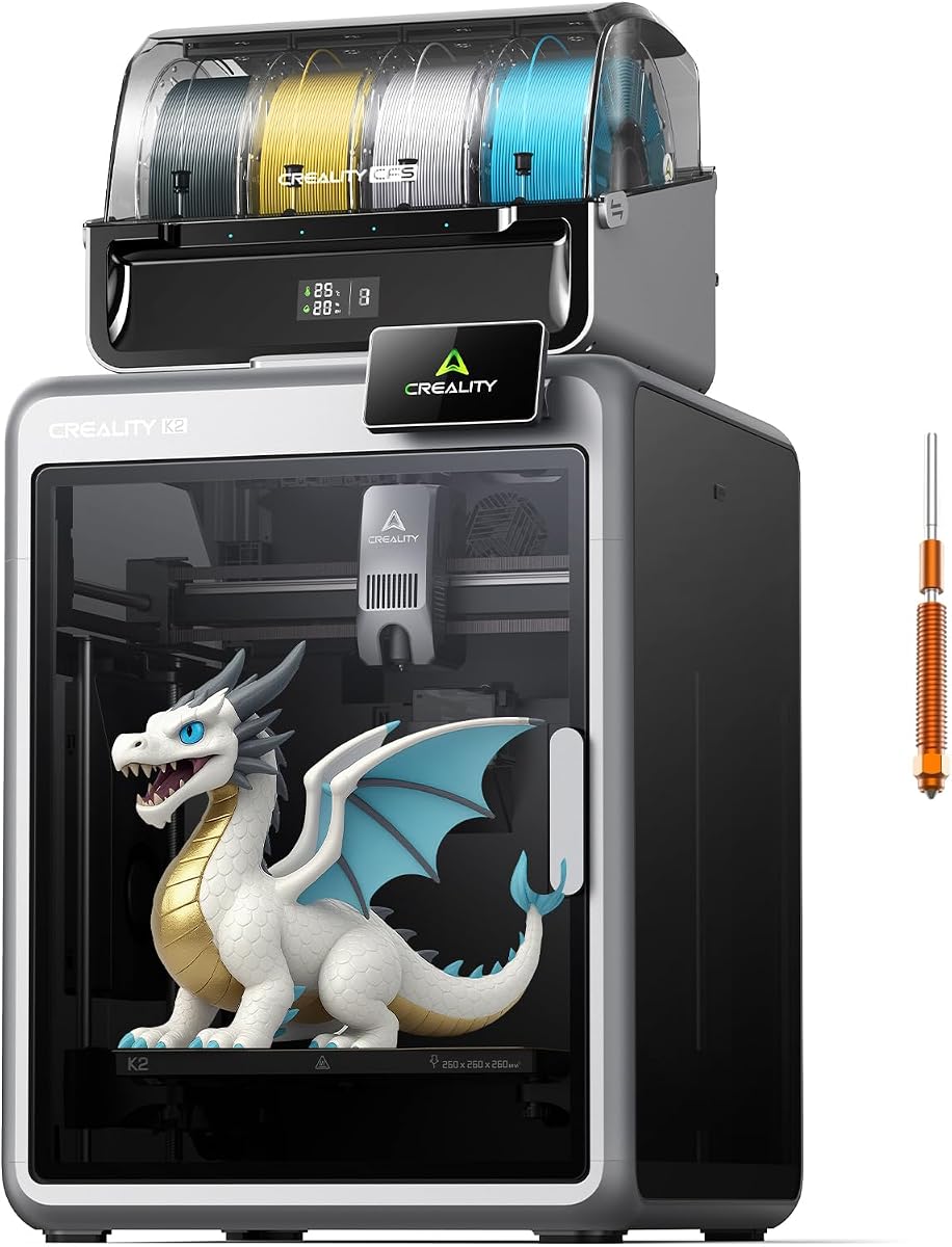 Impresora 3D combinada K2, impresión multicolor con CFS | Alta velocidad 600 mm/s, nivelación automática inteligente, impresión silenciosa, cámara dual AI, extrusora de accionamiento directo, volumen de construcción 260 x 260 x 260 mm