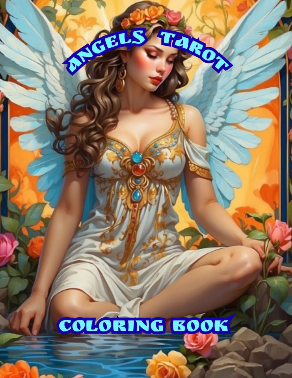 Angels Tarot Coloring Book: Divine Beautiful Angelic Women Line Art, Mystical Celestial Angel Tarot Illustrations, 30 Detailed Pages + 30 Blank Sketch Pages for Adults