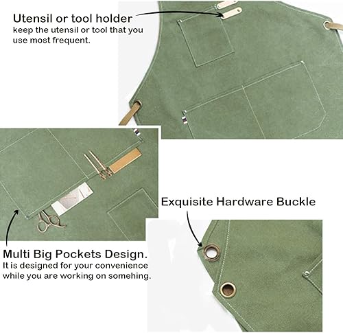 Miniatura 3 de Delantal de chef carrotez, de lona de algodón con espalda cruzada ajustable, M-XXL