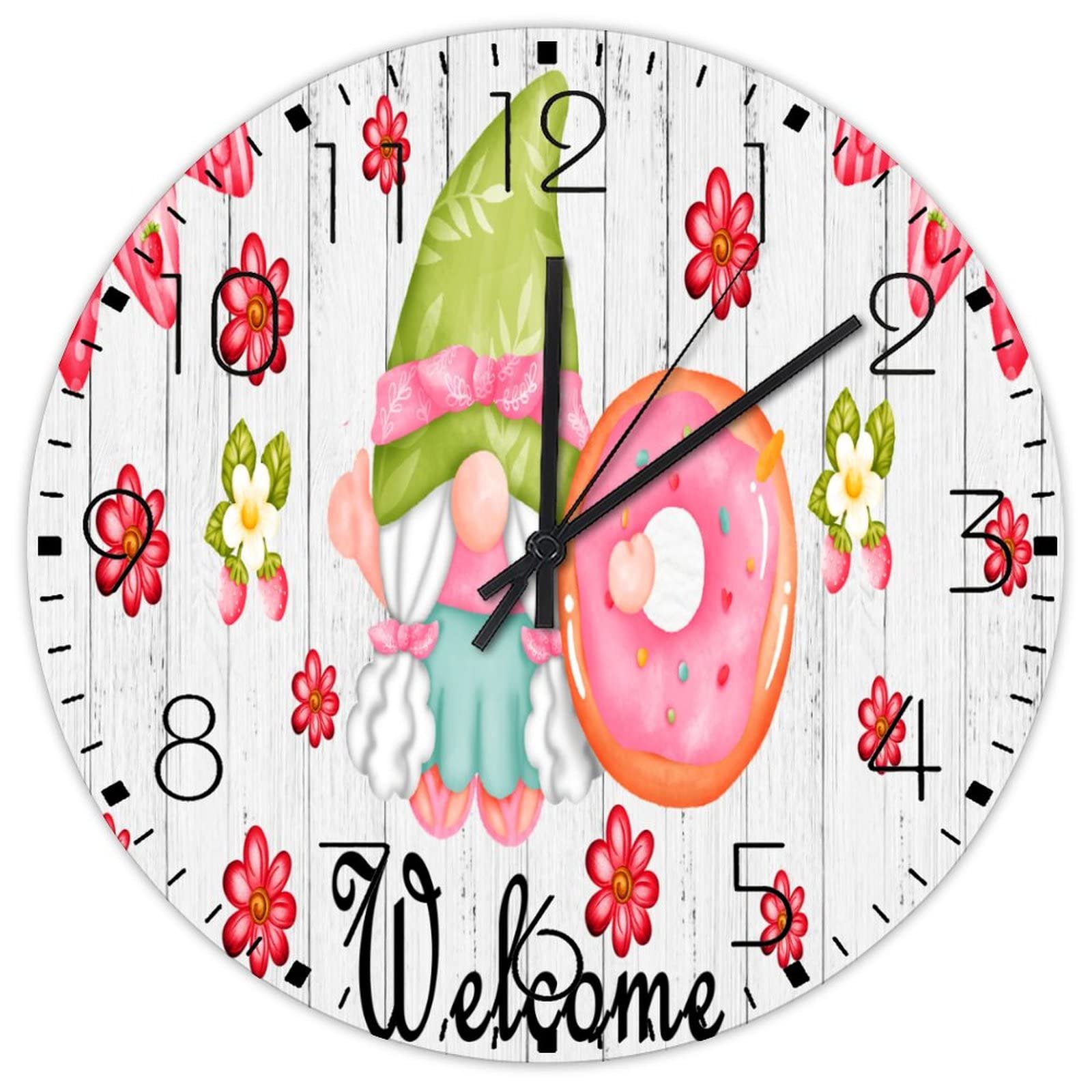 Horloge murale sans tic-tac en bois ronde pour cabine et cuisine
