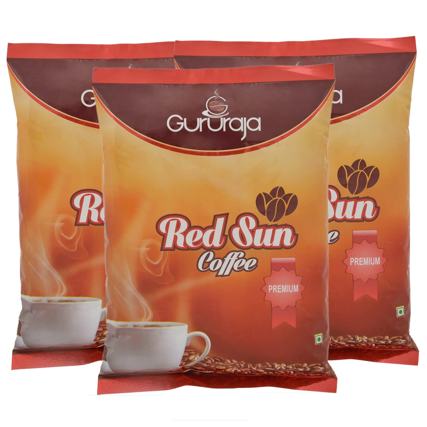 Gururaja Red Sun South Indian Filter Coffee (Cherry + Plantation + Robusta) with Blend of60% Coffee and 40% Chicory | Balanced Coffee in Strength and Flavor - Robusta Beans (Pack Of 3) (B09JVNGHF4) Amazon Price History, Amazon Price Tracker