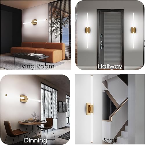 Miniatura 6 de Moderna luz LED de tocador, iluminación completa de 360 sobre el espejo, 32W 5500K blanco frío, aplique de pared cableado, 40 pulgadas, latón