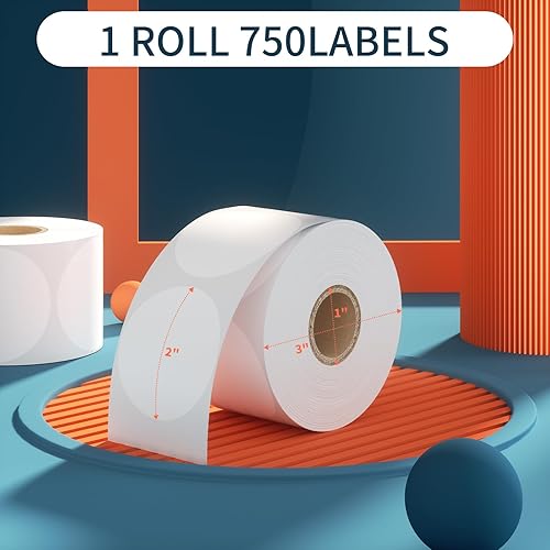 Miniatura 2 de CLASSY Etiquetas adhesivas térmicas circulares, etiquetas térmicas de 2 pulgadas, etiquetas térmicas directas redondas multiusos para etiquetas de