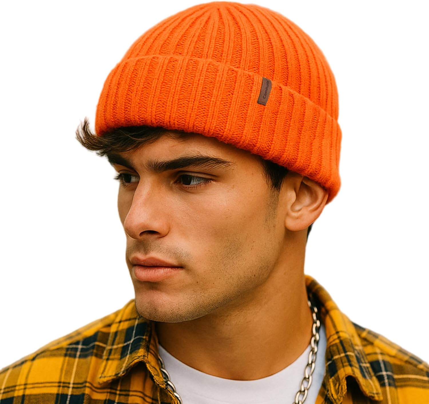 Comhats M/L/XL/XXL Short Fisherman Beanies Hat Knit Trawler Winter Fall Spring Hat Light Warmth Skull Cap for Men Women