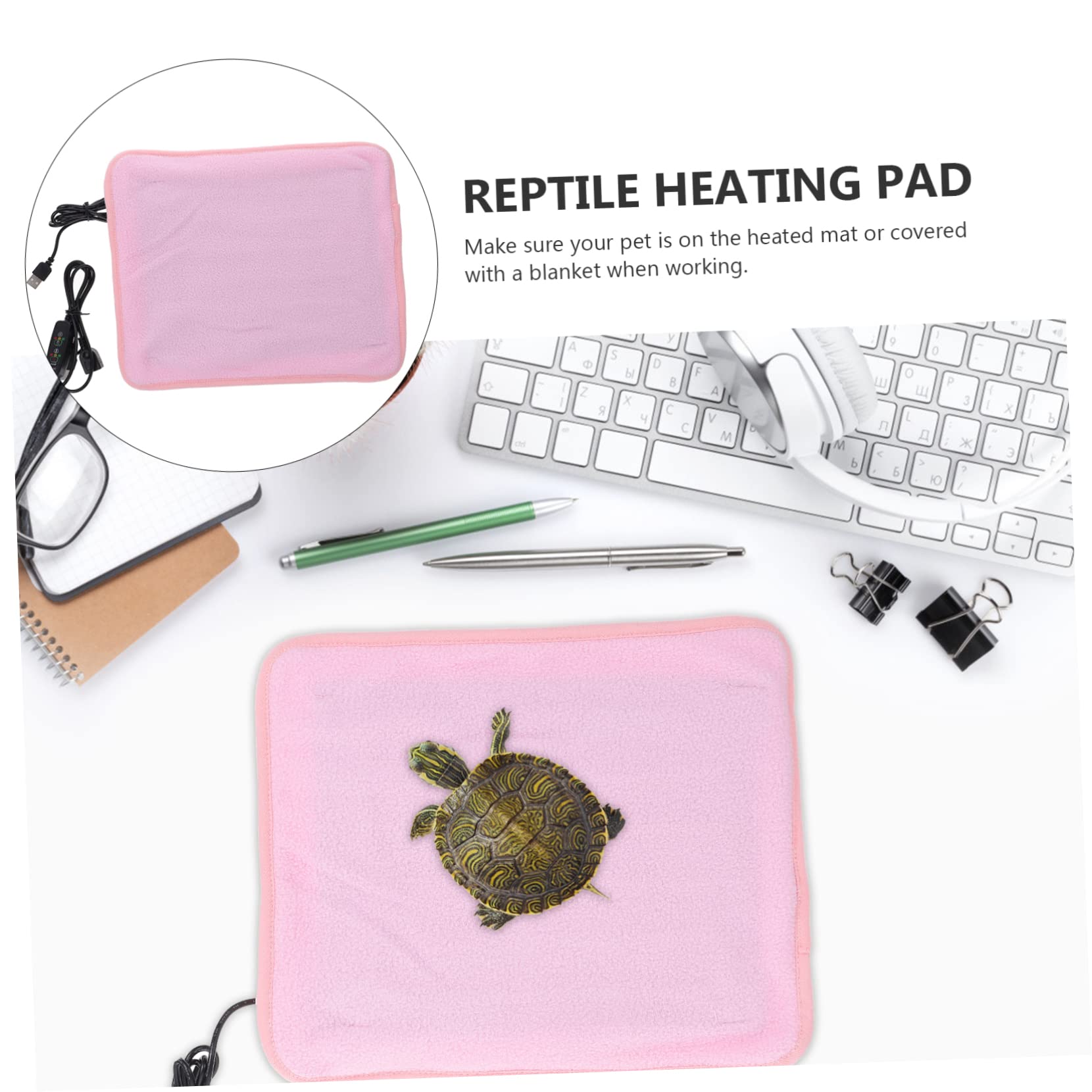 Mipcase 2pezzi Tappetino Riscaldante per Rettili USB con Controllo della Temperatura Cuscino per Tartarughe e Animali Domestici Inverno Sicuro e Pratico per Benessere Tuoi Amici Zampe