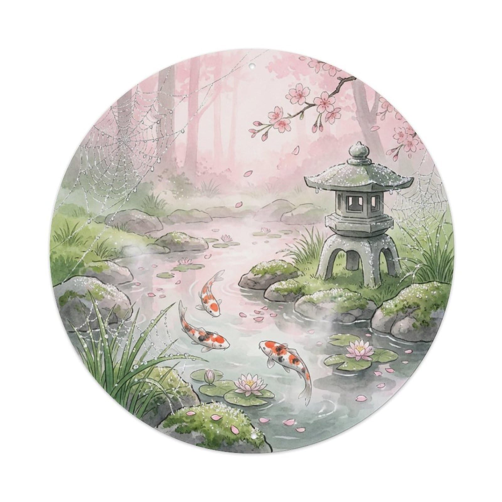 Galvaxio Style Japanese Koi Fish Dew Drops Morning Sparkle Metal Tin Sign